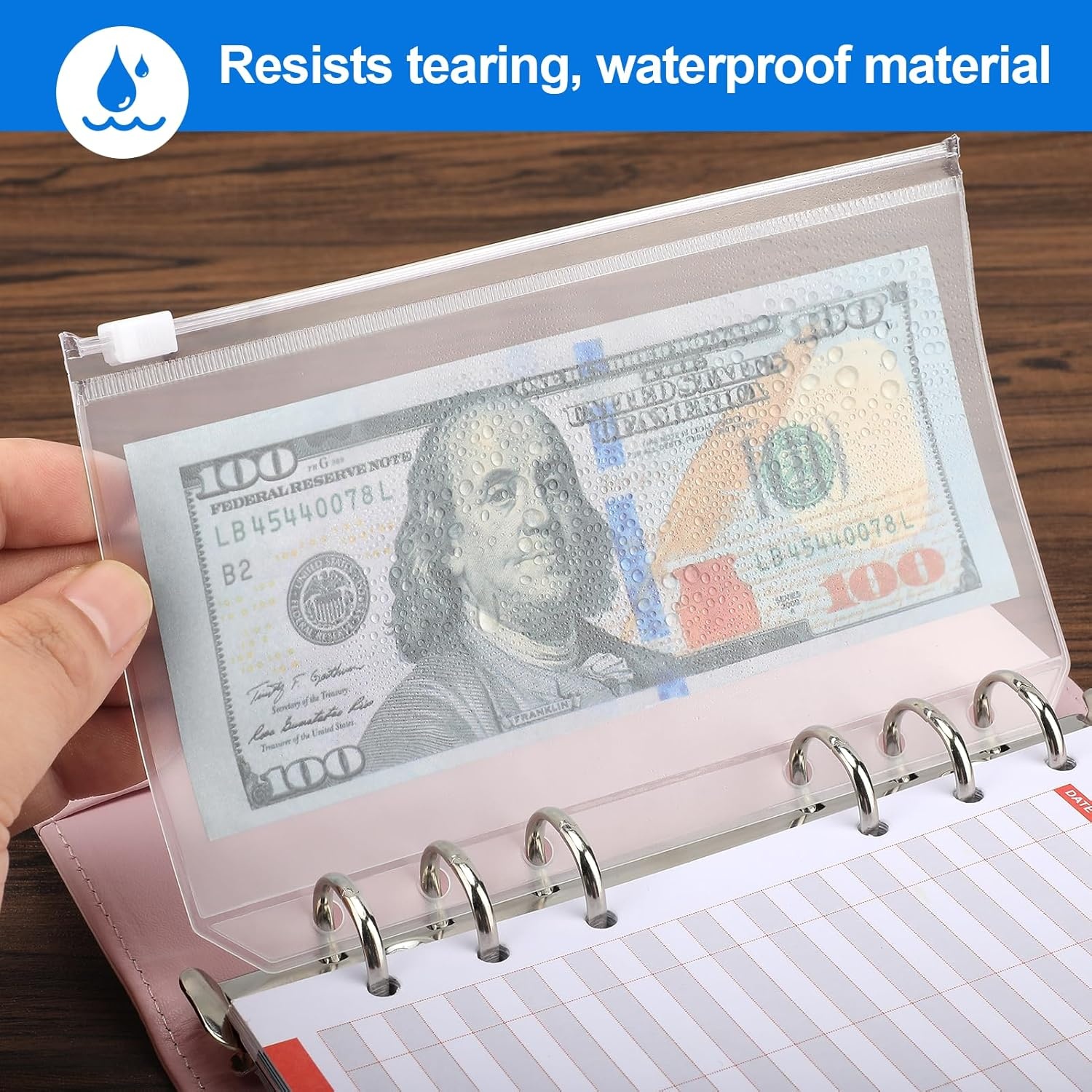 image:imageKTRIO 16pcs A6 Binder Pockets Zipper Cash Envelopes for Budgeting 6 Holes With Lables Durable PVC A6 Planner Inserts Mini Pouch Folders Loose Leaf Filing Bags for Money Coupon Sticky NotesA6 SizeZipperd Closure