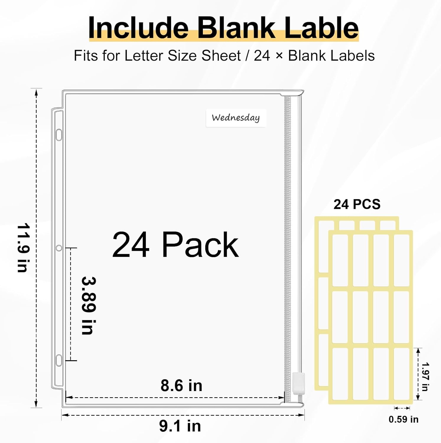 image:imageKTRIO 24 Pack Binder Pockets 85 x 11 Zipper Pouches for 3 Ring Binders Thickened PVC Document Folders 3 Holes PrePunched Fits Standard Binder LetterSize Paper Storage Business Office Supplies24 Pack