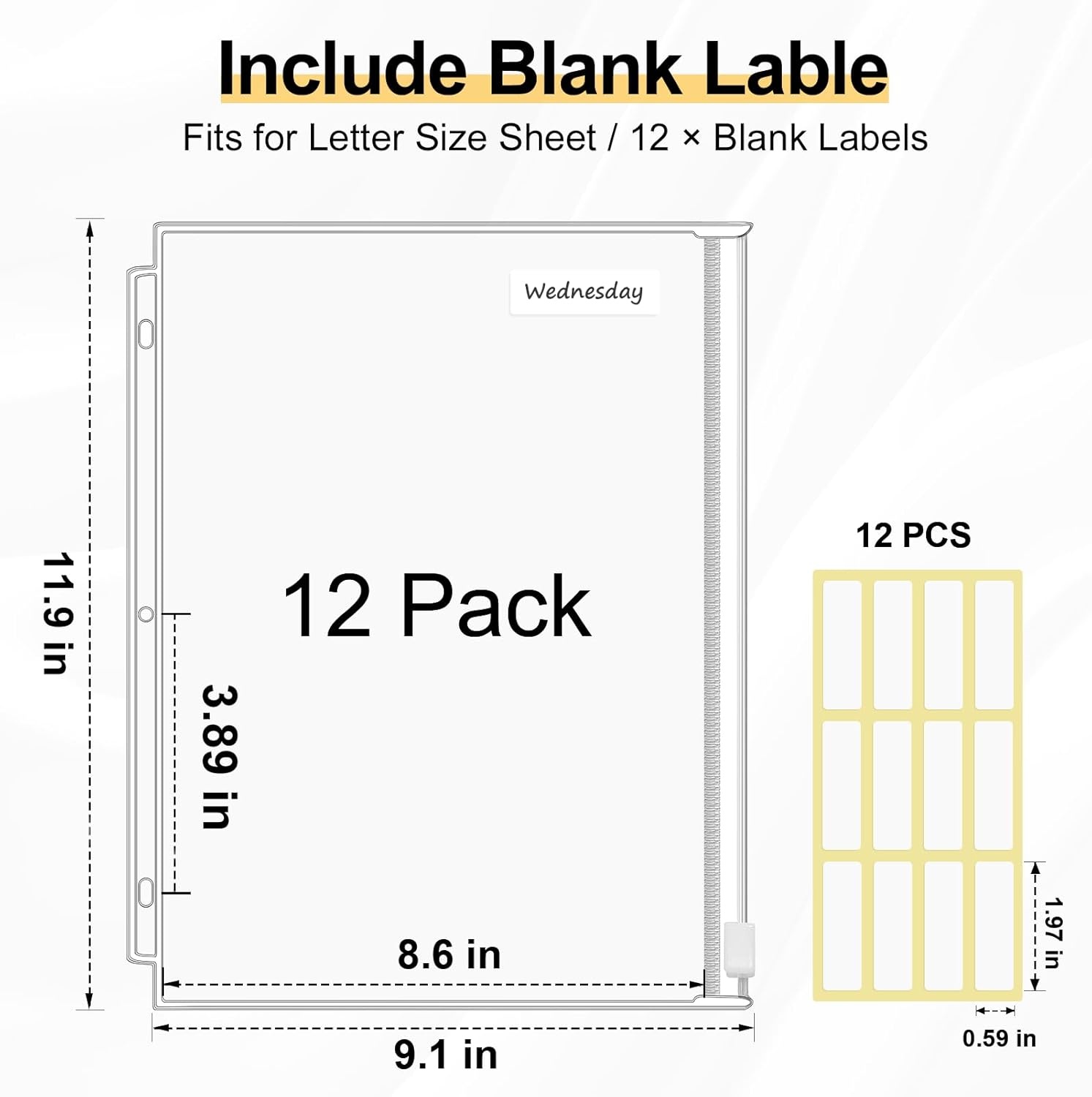 image:imageKTRIO 24 Pack Binder Pockets 85 x 11 Zipper Pouches for 3 Ring Binders Thickened PVC Document Folders 3 Holes PrePunched Fits Standard Binder LetterSize Paper Storage Business Office Supplies12 Pack