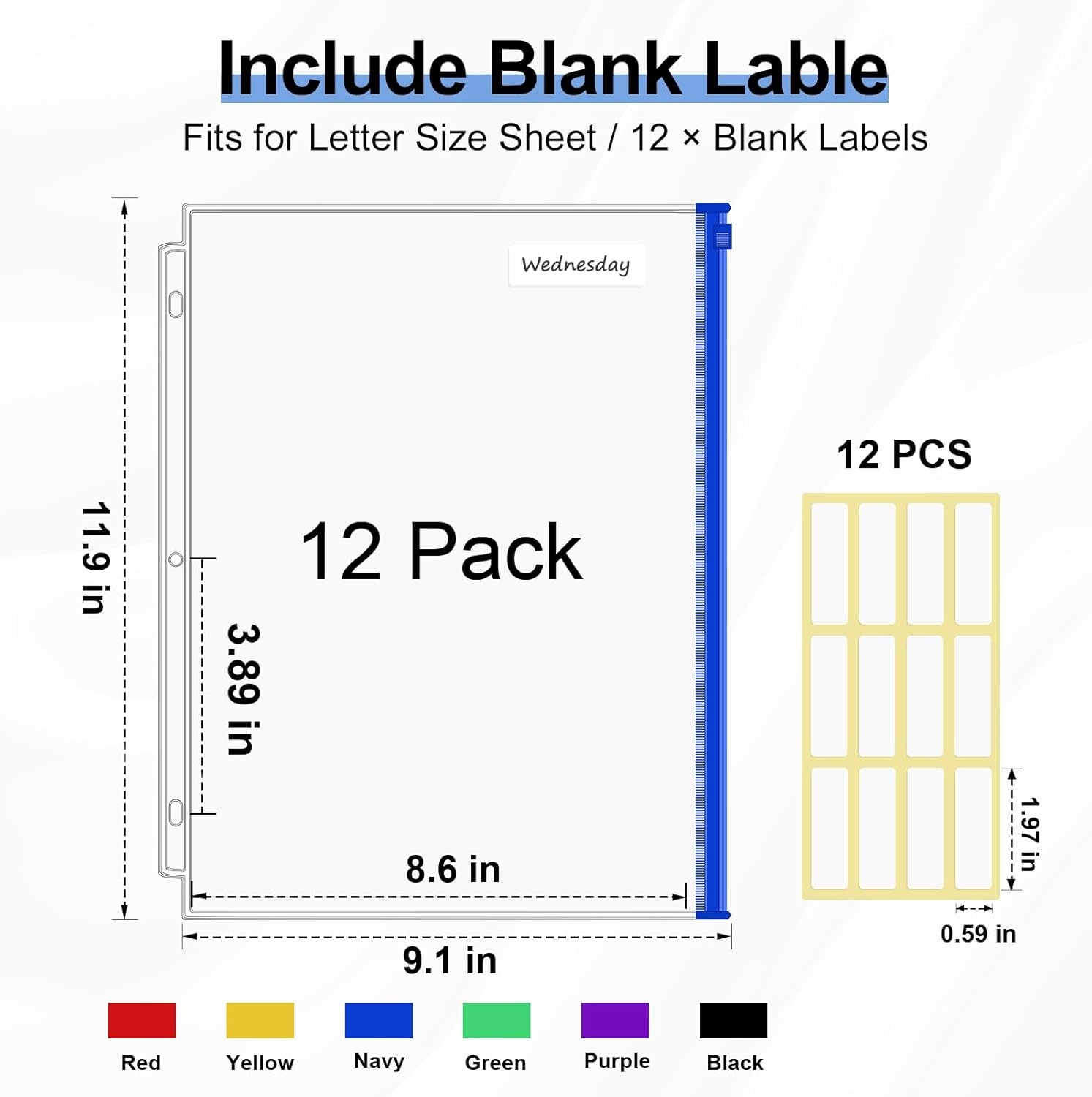 image:imageKTRIO 24 Pack Binder Pockets 85 x 11 Zipper Pouches for 3 Ring Binders Thickened PVC Document Folders 3 Holes PrePunched Fits Standard Binder LetterSize Paper Storage Business Office Supplies12 Pack