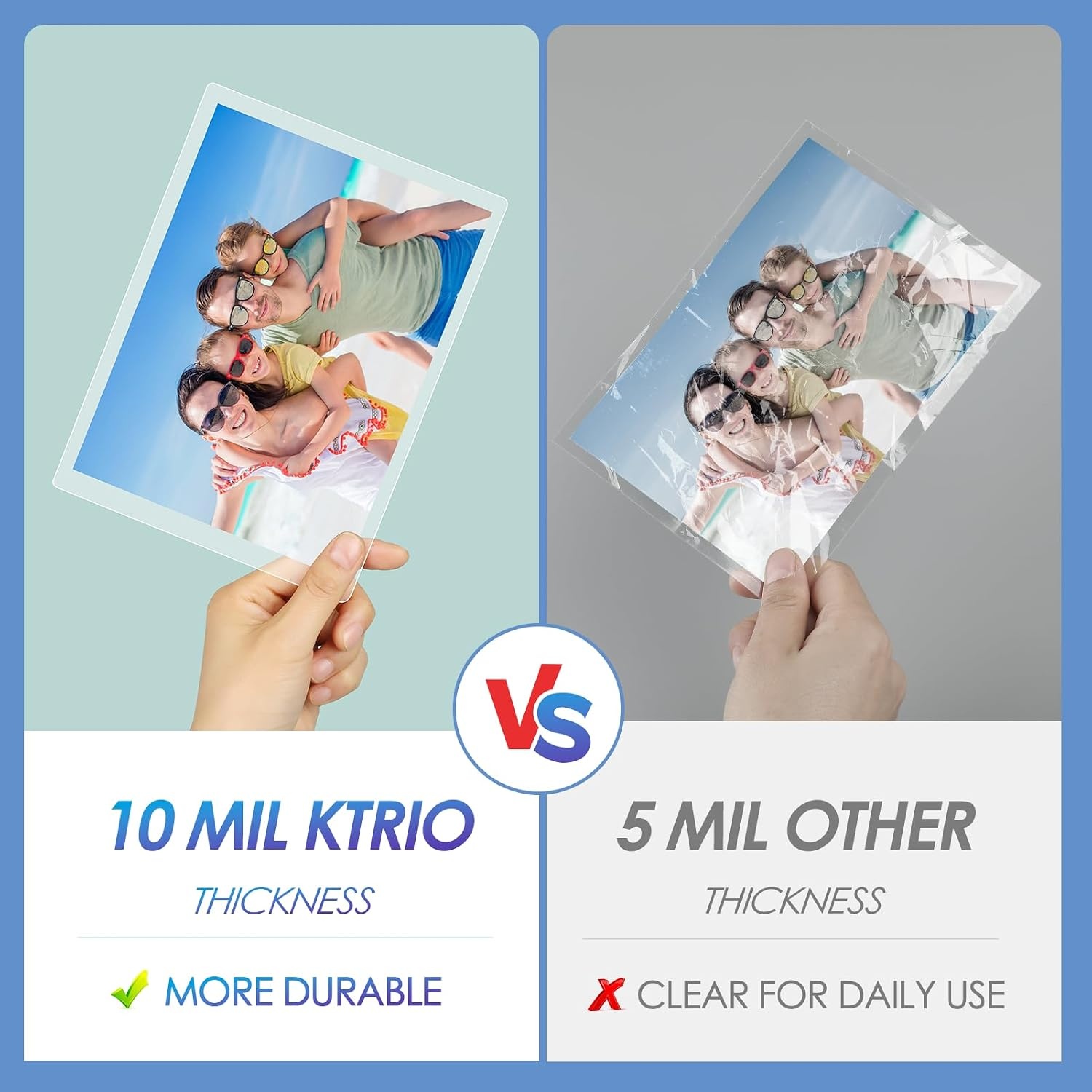 image:imageKTRIO 25 Pack Self Sealing Laminating Pouches for 4x6 Photos 10 Mil 45 x 65 Self Adhesive Laminating Sheets Thick Photo Lamination Paper Clear Laminate Sheets No Laminator Machine Needed55 x 75