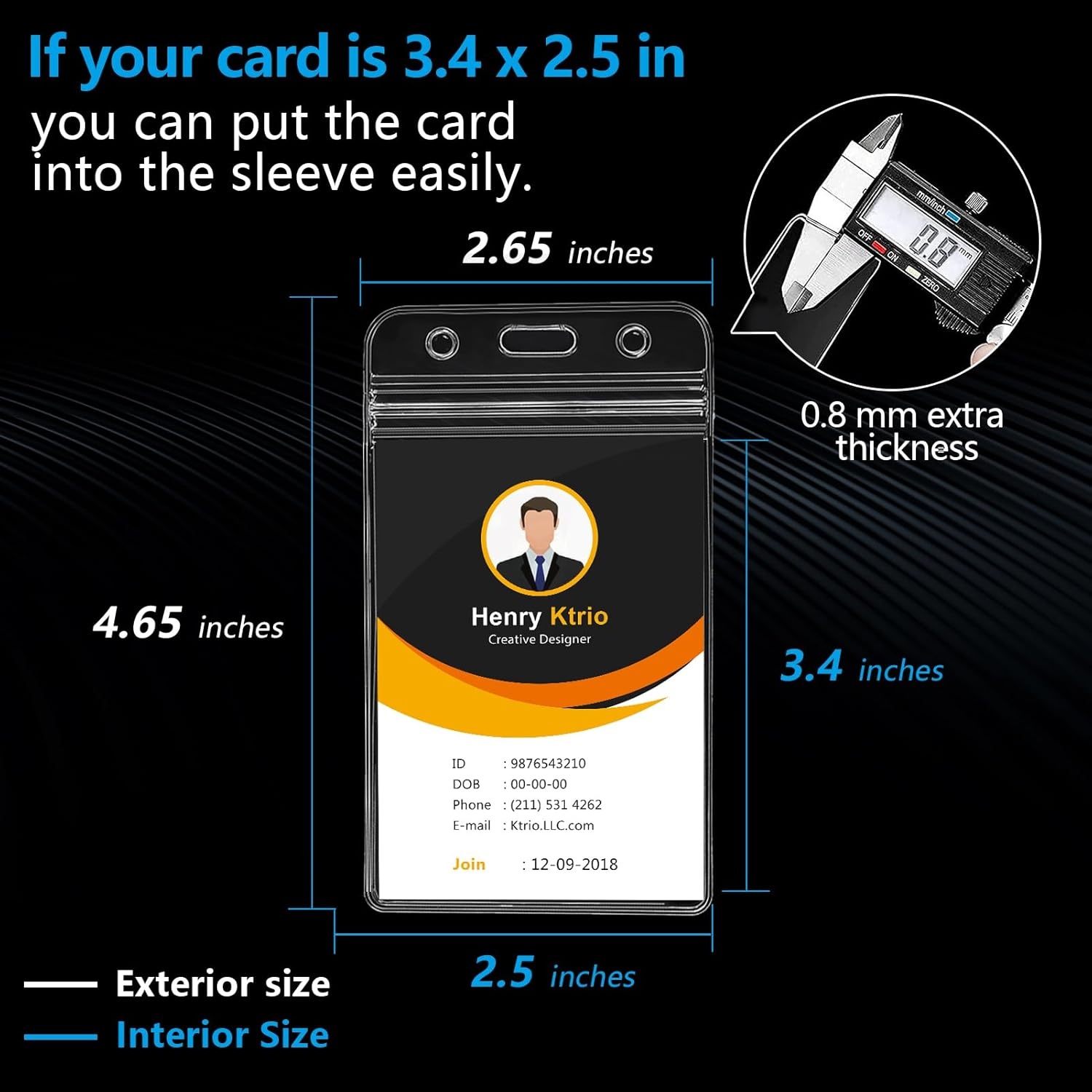 image:imageKTRIO 30 Pack Clear Vertical ID Badge Holder with Resealable Zip Fits Standard Cards Durable PVC Material Clear Visibility Easy Daily Use30