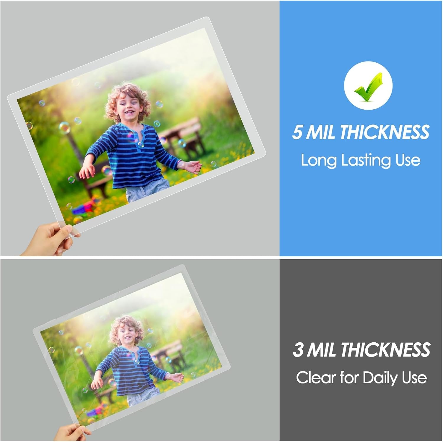 image:imageKTRIO 300 Pack Laminating Sheets 5 Mil Hold 85 x 11 inch Documents Menu Actual 9 x 115 Thermal Laminating Pouches Clear Laminate Sheets for Laminator Letter Size Lamination Paper Office SchoolVarious Sizes 150 Pack