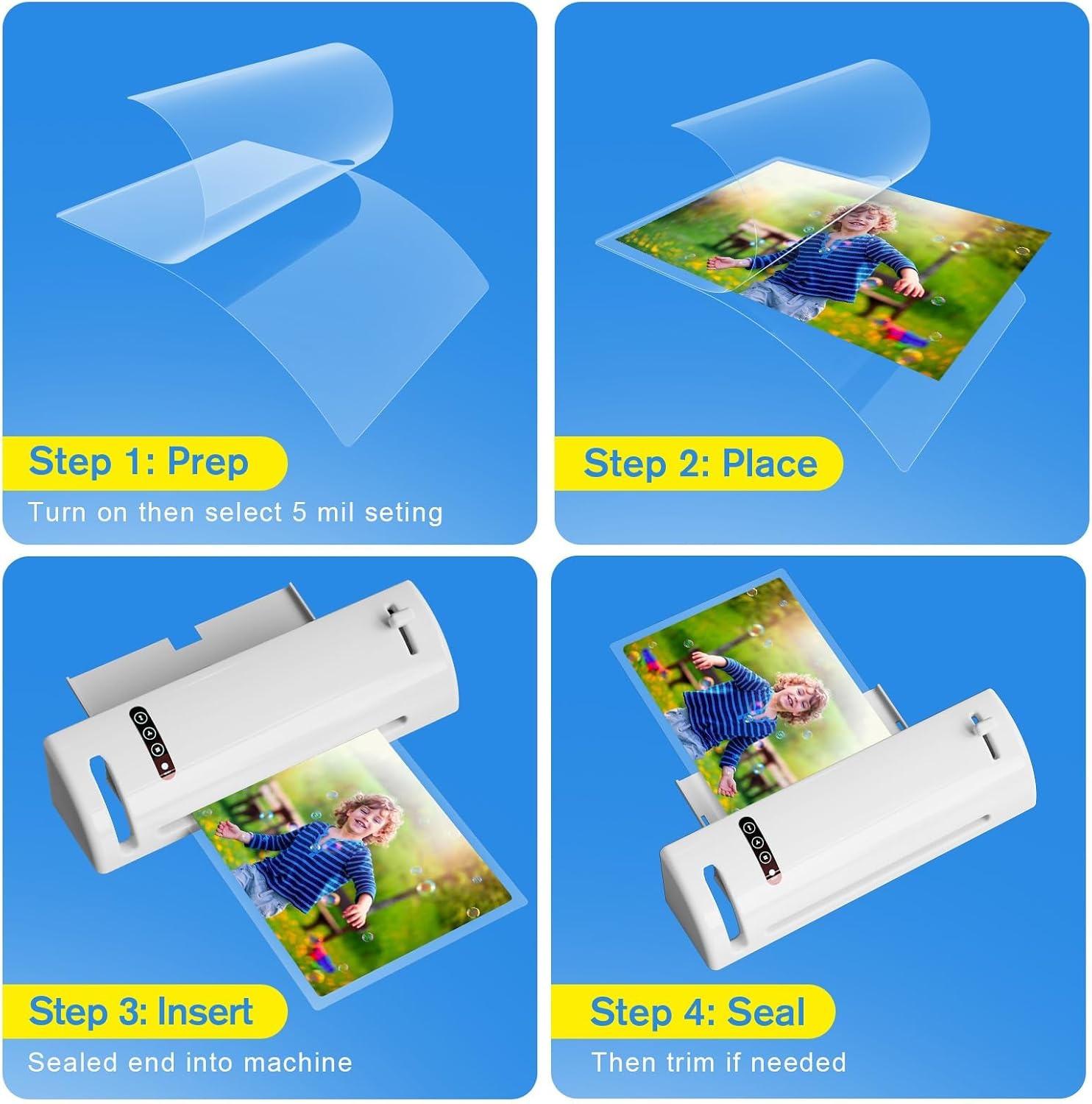 image:imageKTRIO 300 Pack Laminating Sheets 5 Mil Hold 85 x 11 inch Documents Menu Actual 9 x 115 Thermal Laminating Pouches Clear Laminate Sheets for Laminator Letter Size Lamination Paper Office SchoolVarious Sizes 150 Pack