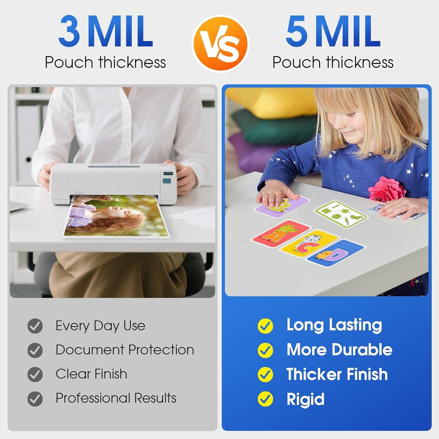 image:imageKTRIO 500 Pack Business Card Thermal Laminating Pouches 5 Mil Thick Laminating Sheets for Laminator 236 x 374 in Clear Lamination Paper Laminate Pouch Protection Round CornerID Badge240