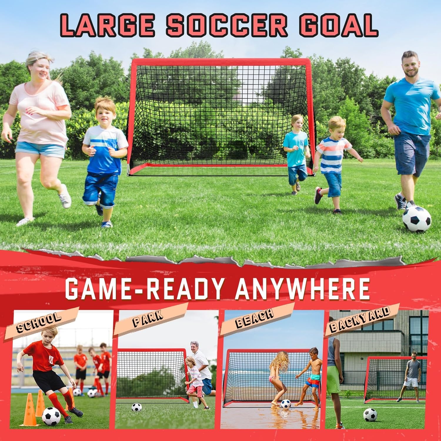 image:imageKTRIO 6x4 ft Soccer Goal for Backyard Portable Soccer Net Large Foldable Soccer Goals with Carry Bag for Kids Youth Teens SportsBasic
