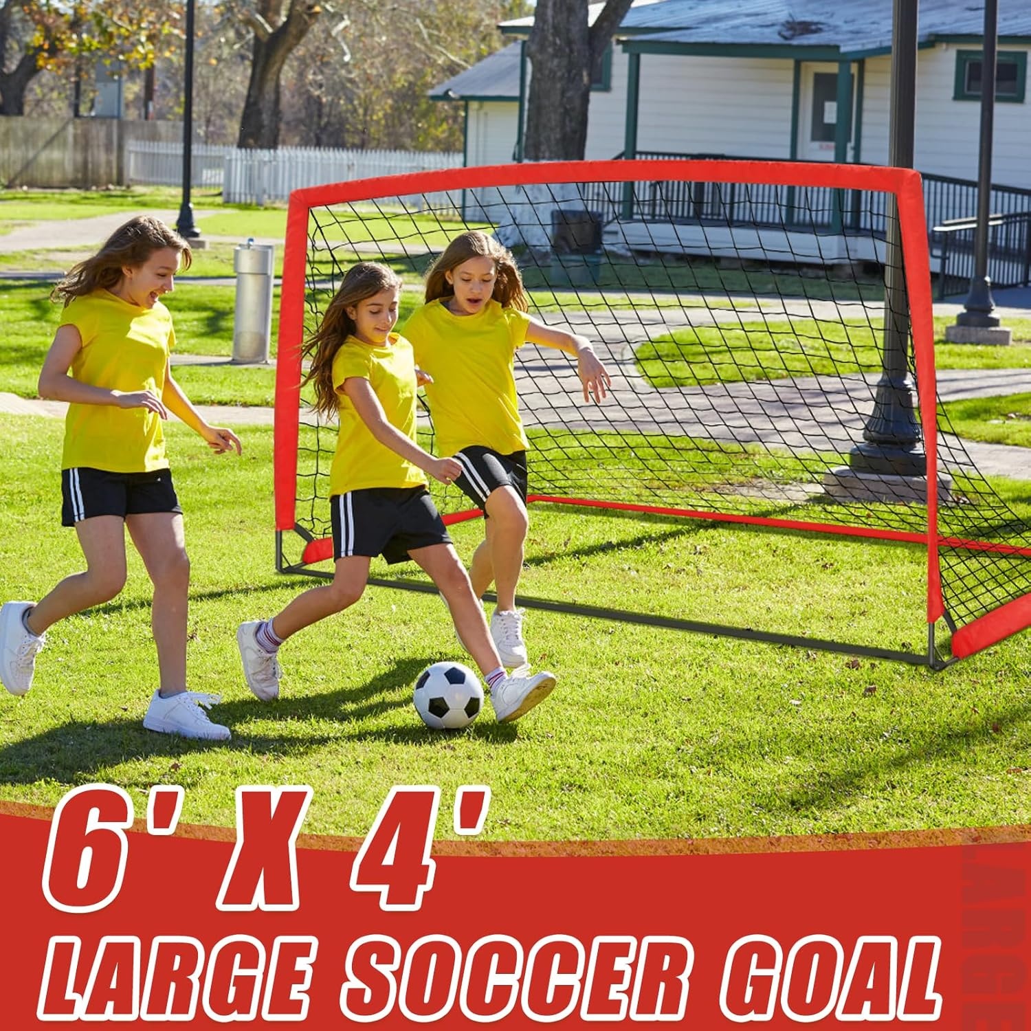 image:imageKTRIO 6x4 ft Soccer Goal for Backyard Portable Soccer Net Large Foldable Soccer Goals with Carry Bag for Kids Youth Teens SportsBasic