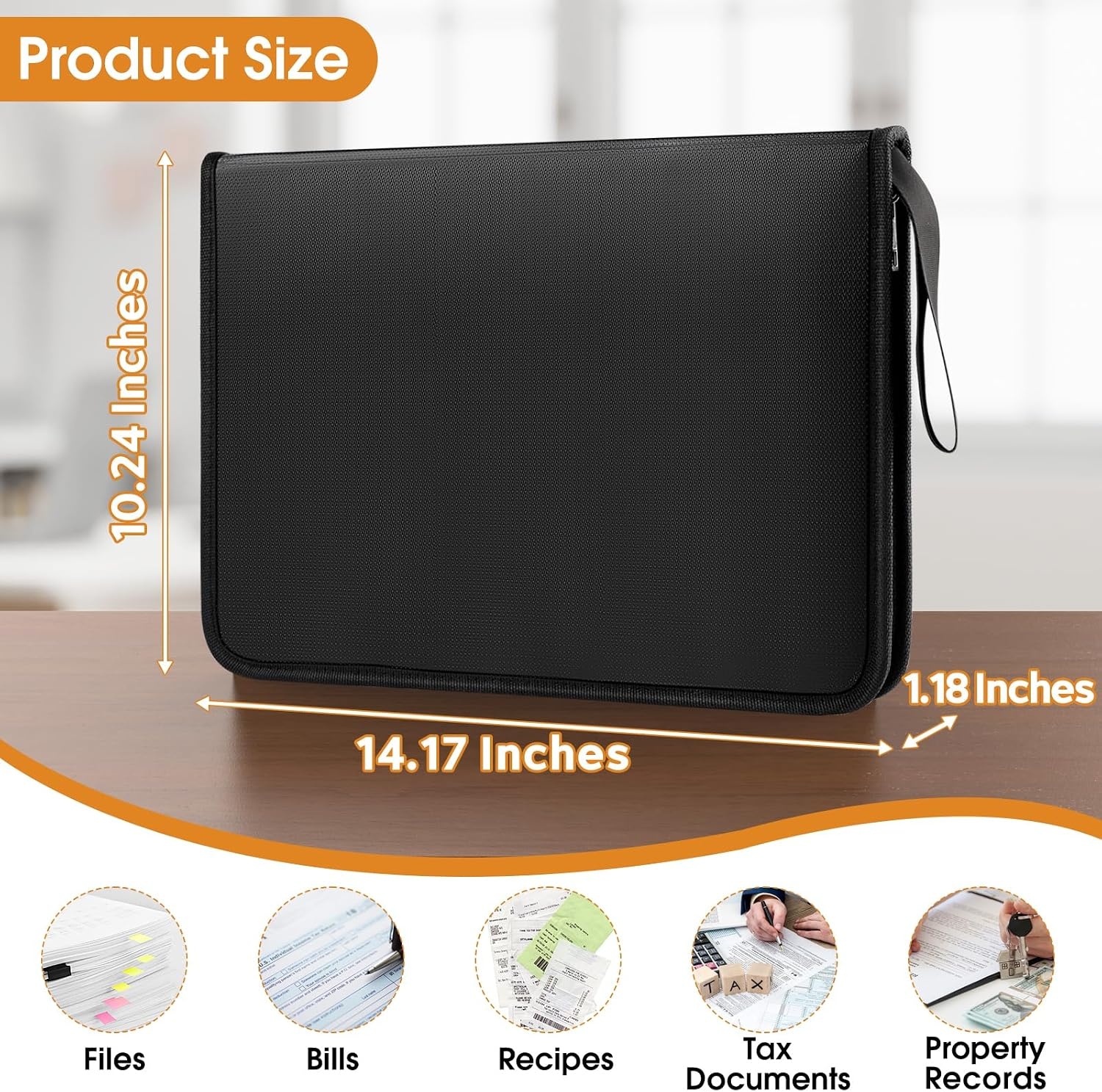 image:imageKTRIO Accordion File Organizer 12 Pocket Expanding File with Labels Fireproof Important Document Organizer Expandable File Folder with Zipper amp MultiPockets for Letter A4 Paper Files Receipt