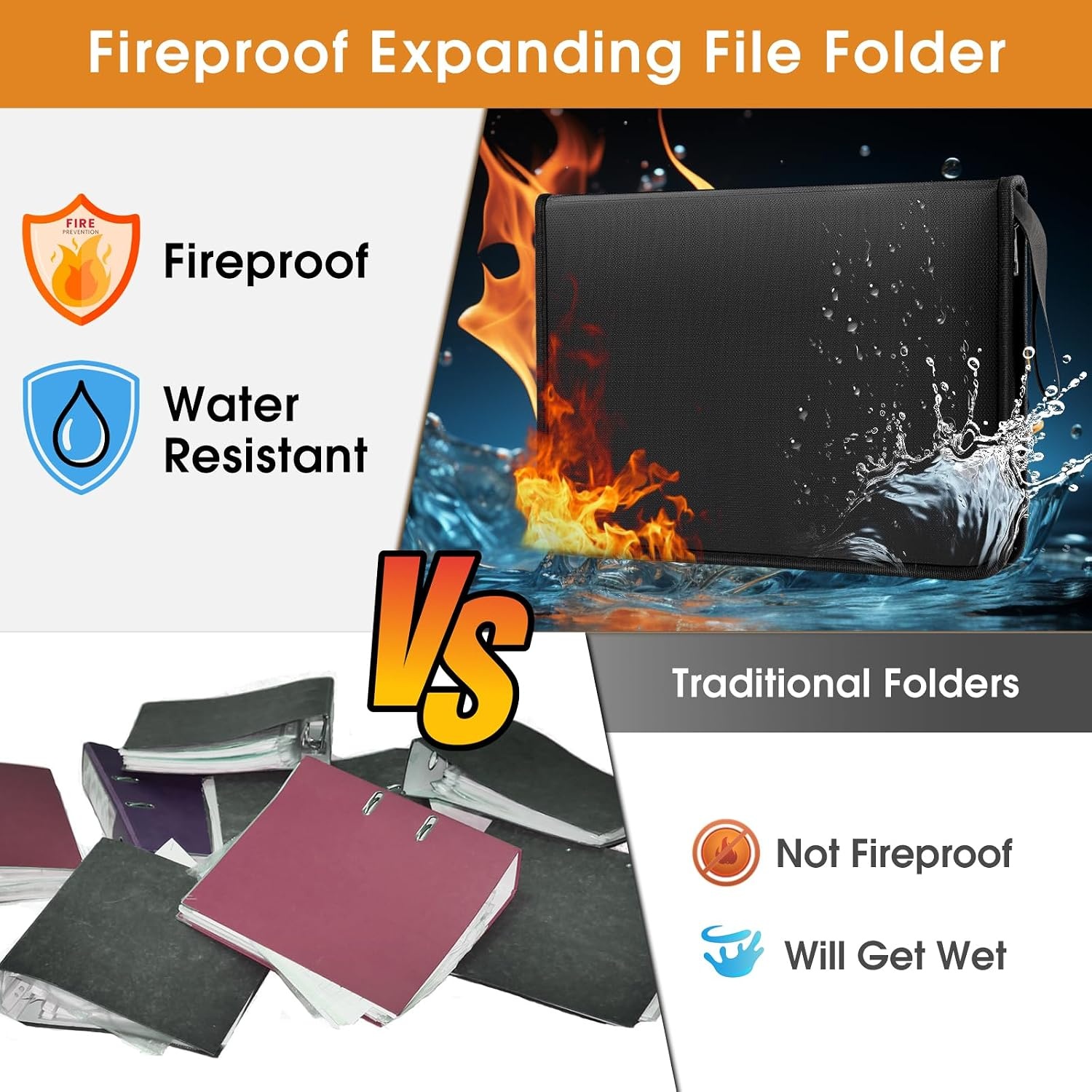 image:imageKTRIO Accordion File Organizer 12 Pocket Expanding File with Labels Fireproof Important Document Organizer Expandable File Folder with Zipper amp MultiPockets for Letter A4 Paper Files Receipt