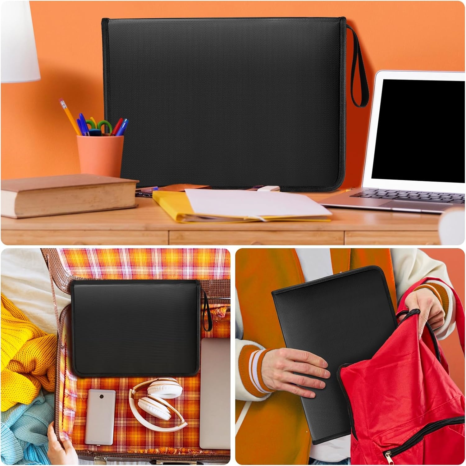 image:imageKTRIO Accordion File Organizer 12 Pocket Expanding File with Labels Fireproof Important Document Organizer Expandable File Folder with Zipper amp MultiPockets for Letter A4 Paper Files Receipt
