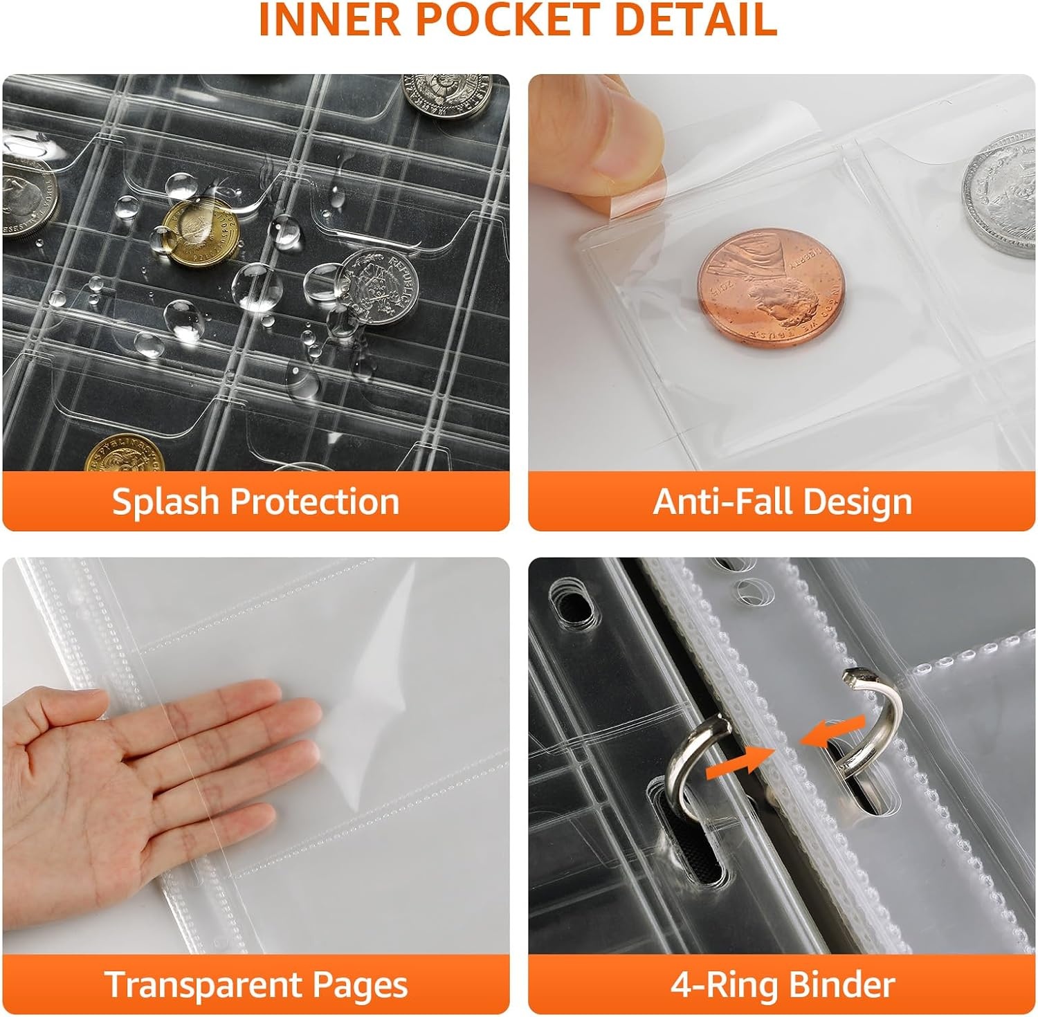 image:imageKTRIO Coin Collection Book Holder for Collectors 300 Pockets Fireproof Waterproof Coins Collecting Album amp 60 Sleeves Money Binder Display Storage Case for Quarter Currency Collection Supplies Black