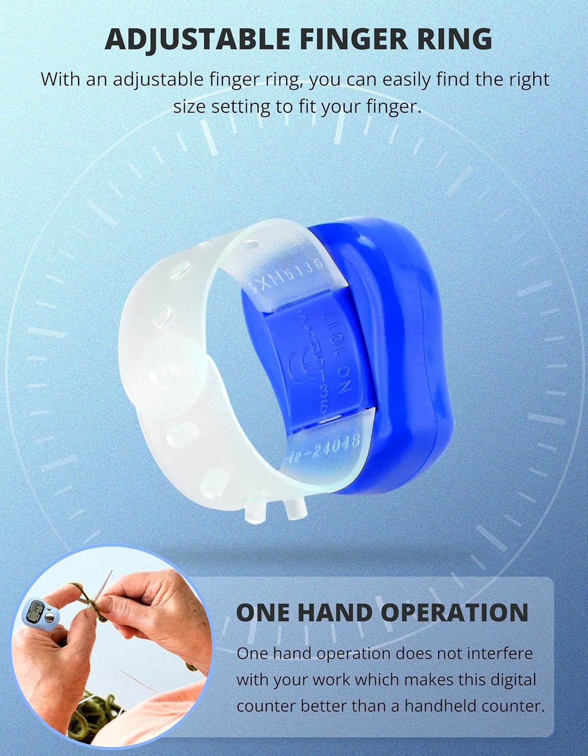 image:imageKTRIO Electronic Finger Counter 5Digit LCD Number Clicker 5Digit LCD Display OneHand Operation Adjustable Finger Ring Lightweight ABS BuildMultiUse Counter10 Colors