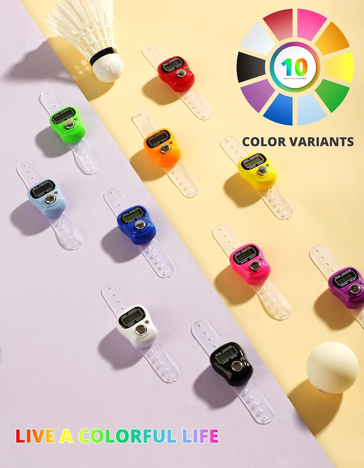 image:imageKTRIO Electronic Finger Counter 5Digit LCD Number Clicker 5Digit LCD Display OneHand Operation Adjustable Finger Ring Lightweight ABS BuildMultiUse Counter10 Colors