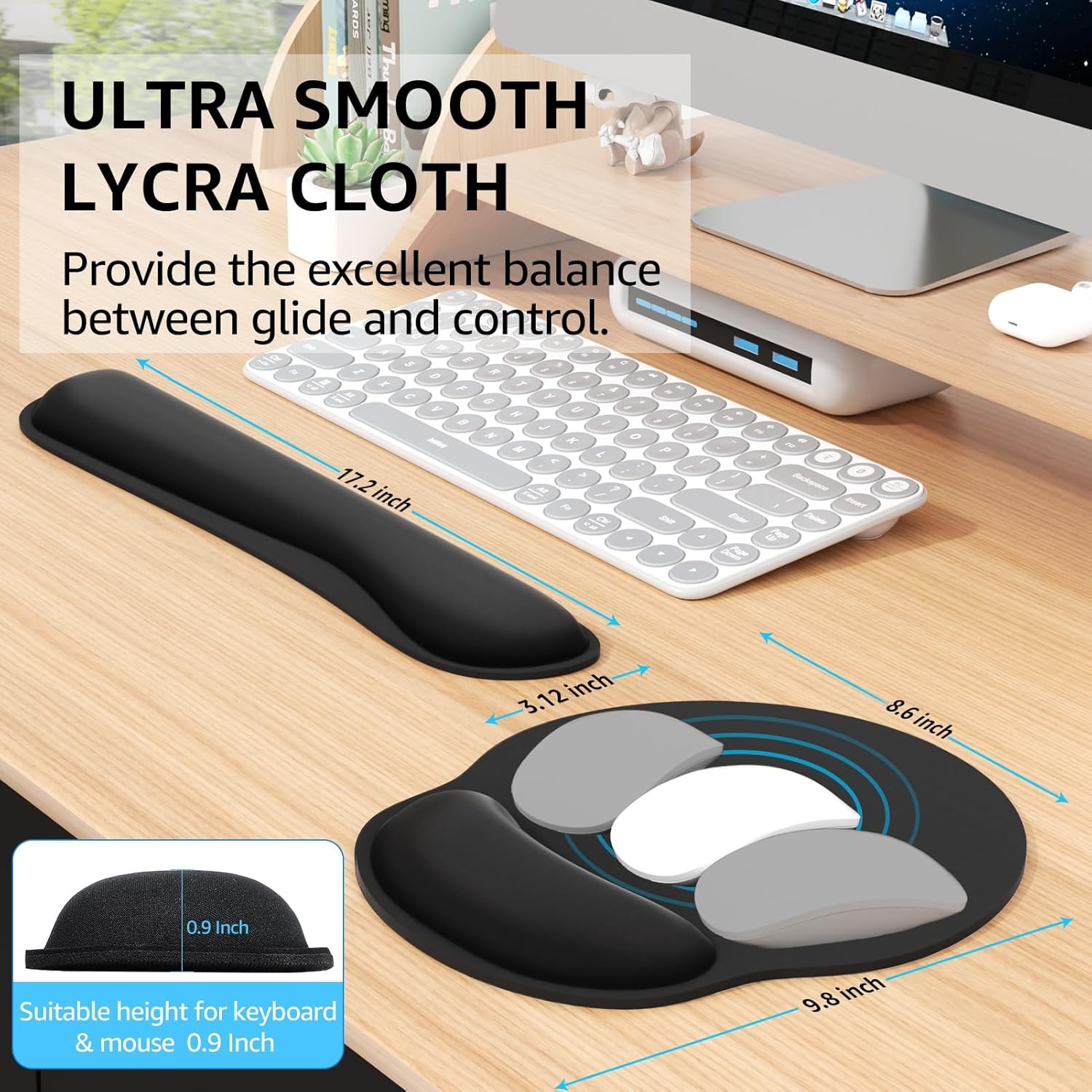 image:imageKTRIO Ergonomic Keyboard Wrist Rest Memory Foam Wrist Support Black Ergonomic Design NonSlip Base Office and Home Use Optimal Size amp Universal FitBlack