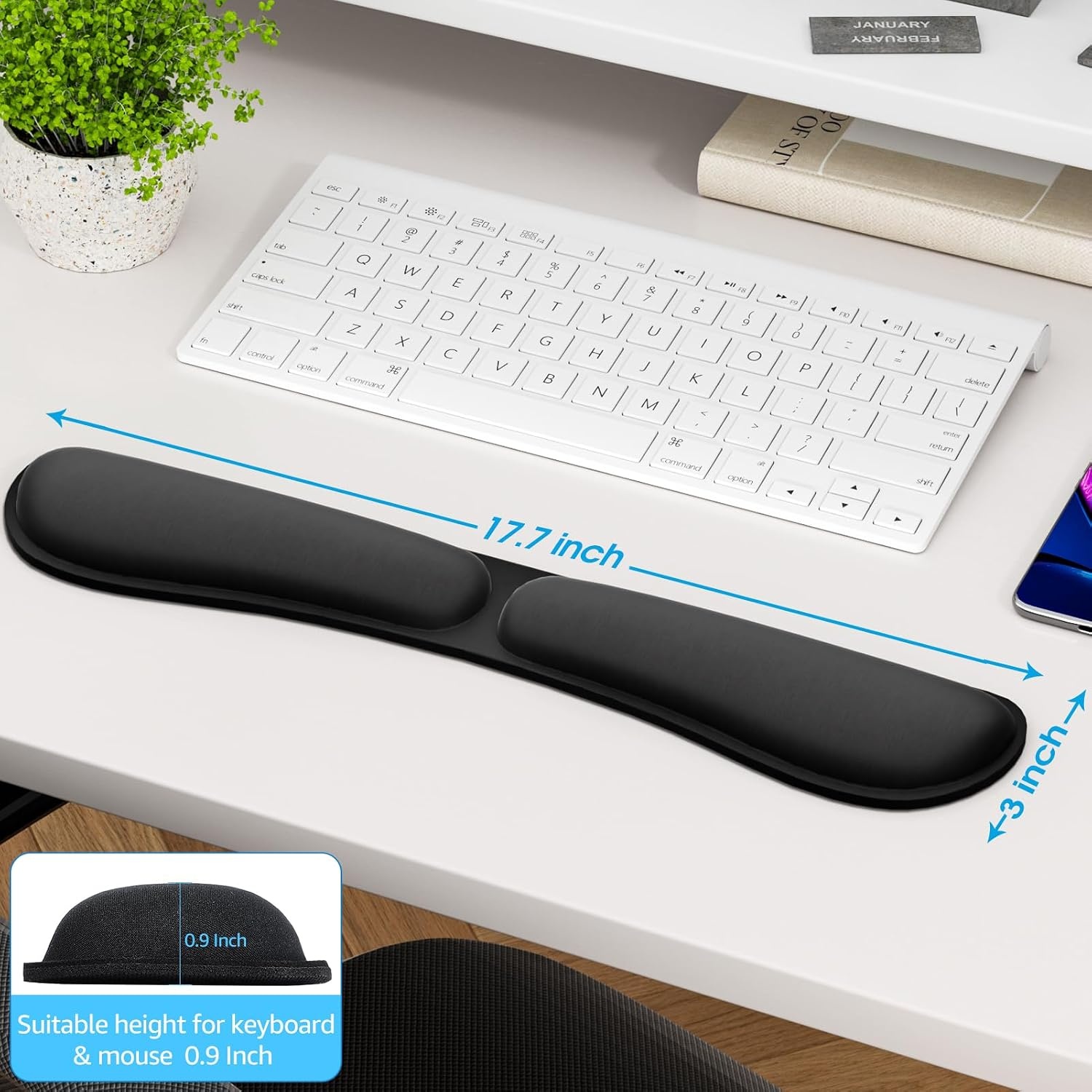 image:imageKTRIO Ergonomic Keyboard Wrist Rest Memory Foam Wrist Support Black Ergonomic Design NonSlip Base Office and Home Use Optimal Size amp Universal FitBlack Foldable