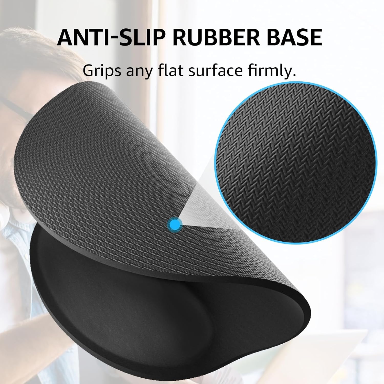 image:imageKTRIO Ergonomic Keyboard Wrist Rest Memory Foam Wrist Support Black Ergonomic Design NonSlip Base Office and Home Use Optimal Size amp Universal FitBlack