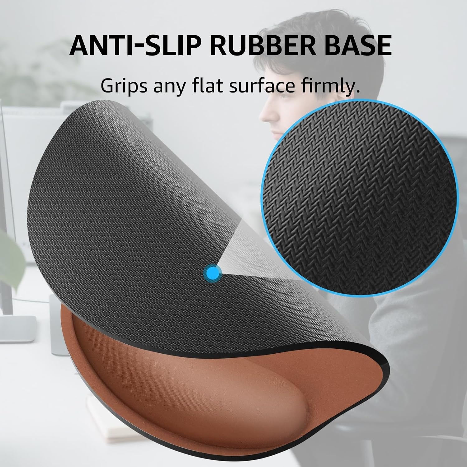 image:imageKTRIO Ergonomic Keyboard Wrist Rest Memory Foam Wrist Support Black Ergonomic Design NonSlip Base Office and Home Use Optimal Size amp Universal FitCoffee Brown