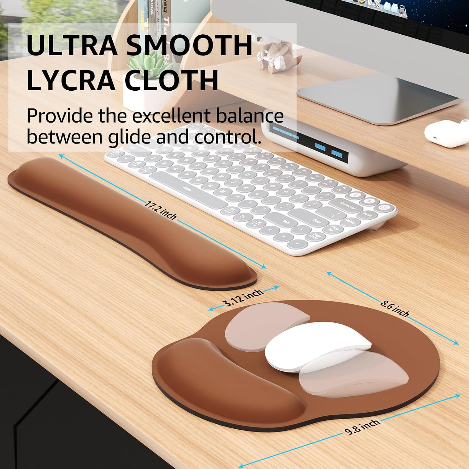 image:imageKTRIO Ergonomic Keyboard Wrist Rest Memory Foam Wrist Support Black Ergonomic Design NonSlip Base Office and Home Use Optimal Size amp Universal FitCoffee Brown