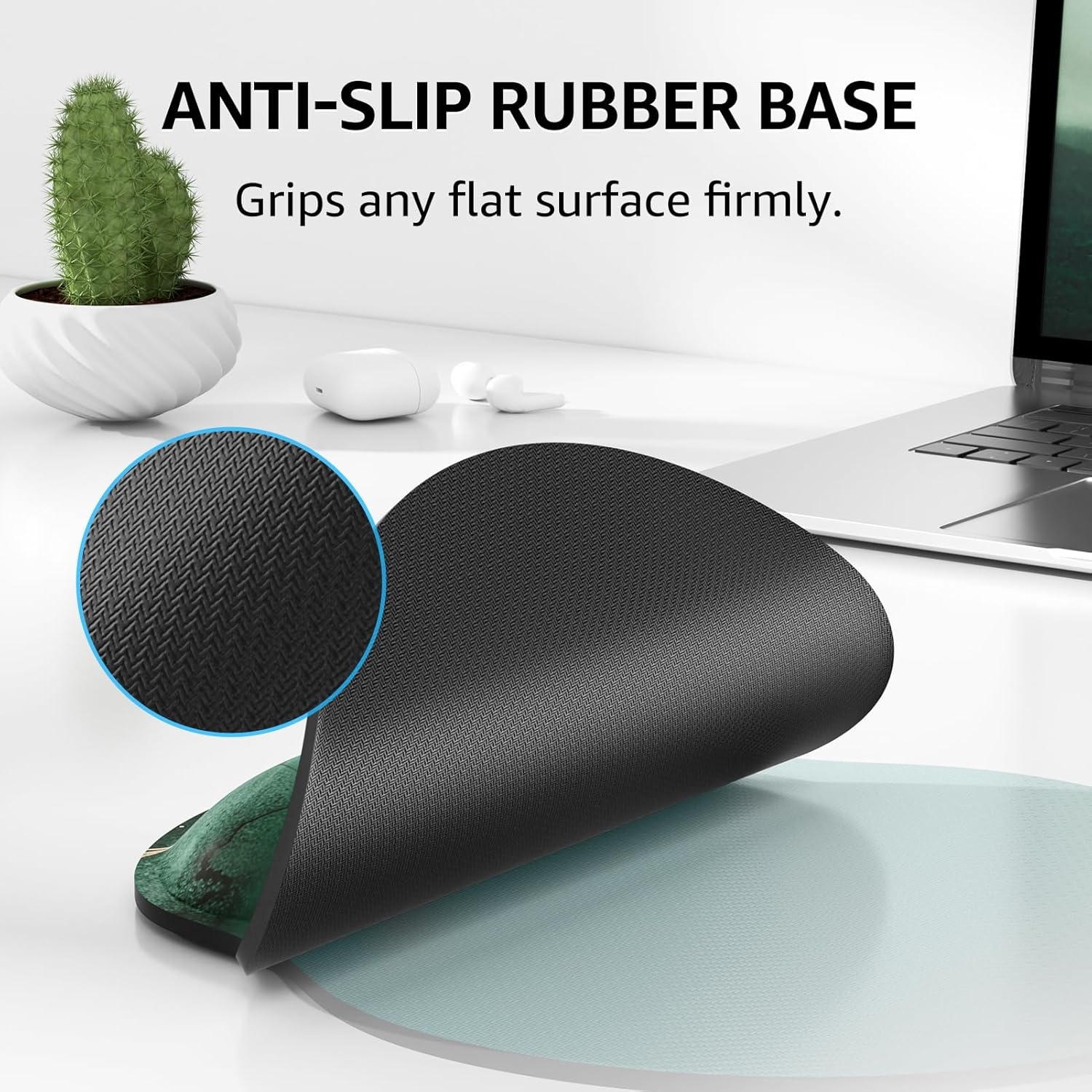 image:imageKTRIO Ergonomic Keyboard Wrist Rest Memory Foam Wrist Support Black Ergonomic Design NonSlip Base Office and Home Use Optimal Size amp Universal FitGreen Leaves