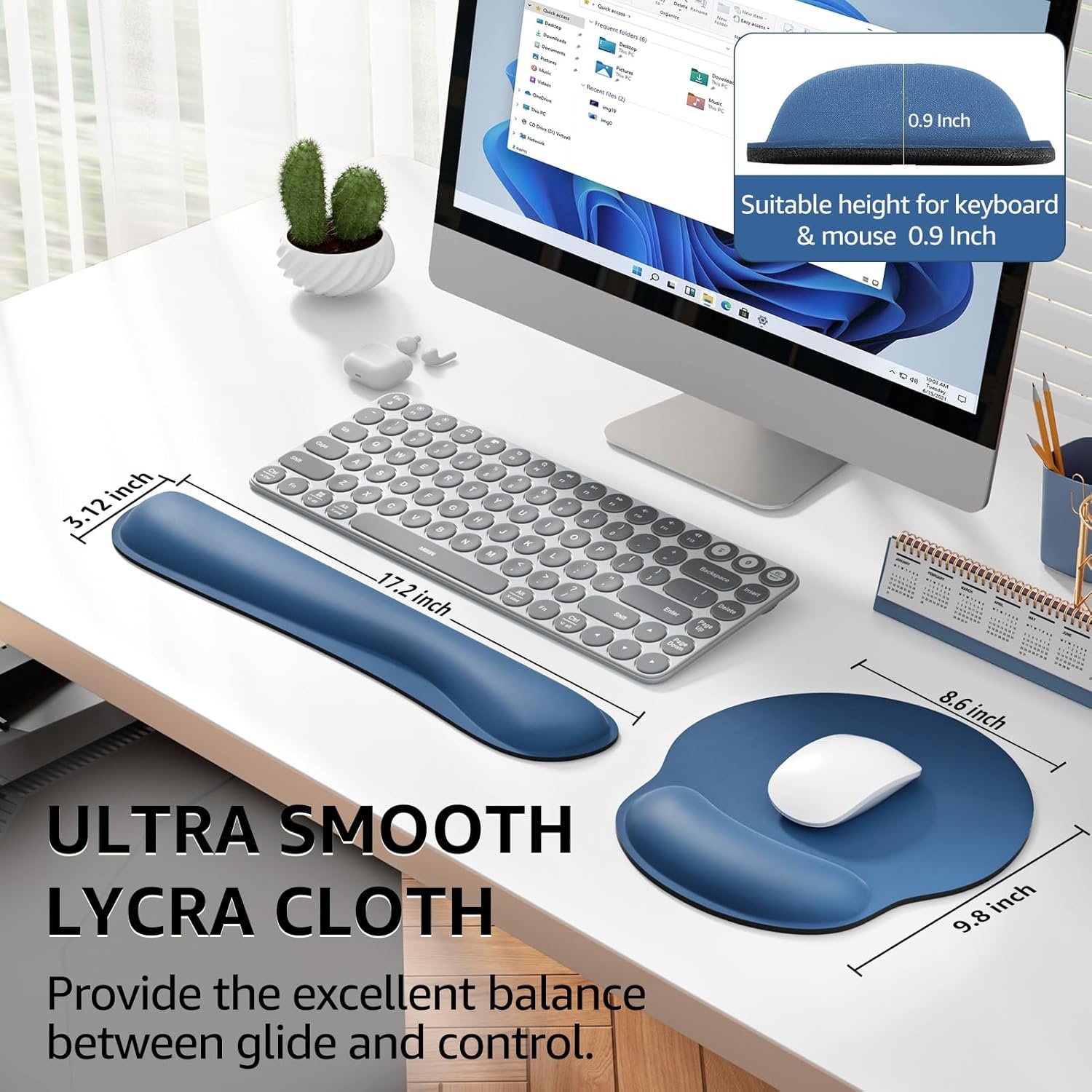 image:imageKTRIO Ergonomic Keyboard Wrist Rest Memory Foam Wrist Support Black Ergonomic Design NonSlip Base Office and Home Use Optimal Size amp Universal FitNavy Blue