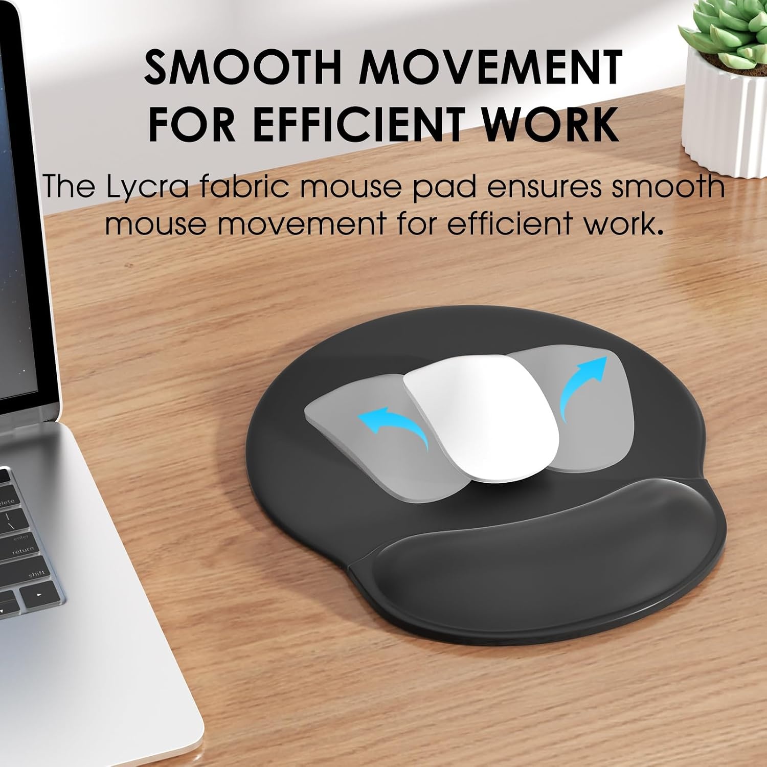 image:imageKTRIO Ergonomic Mouse Pad with Wrist Rest Comfortable Mouse Pad Wrist Support NonSlip PU Base Mousepad with Memory Foam for Pain Relief Computer Office amp Home SpecialTextured Surface Black