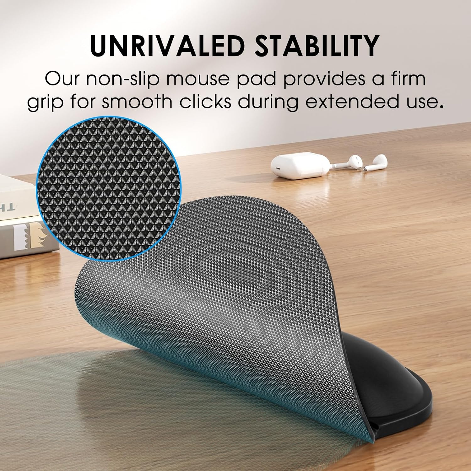 image:imageKTRIO Ergonomic Mouse Pad with Wrist Rest Comfortable Mouse Pad Wrist Support NonSlip PU Base Mousepad with Memory Foam for Pain Relief Computer Office amp Home SpecialTextured Surface Black
