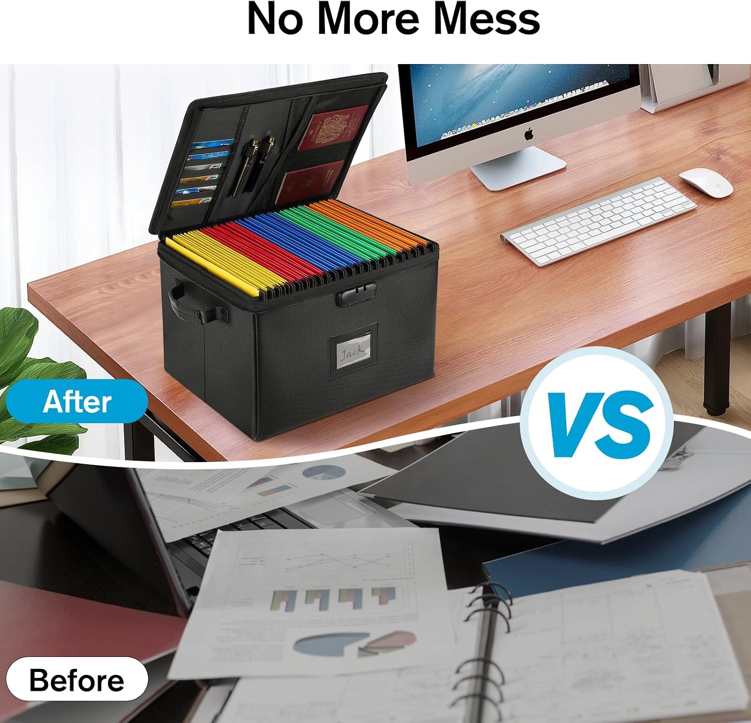 image:imageKTRIO Fireproof Document Box with Lock File Organizer Box for Documents Organizer Portable File Box with Handle Collapsible amp Large Capacity Fireproof File Cabinet Storage Locked Box for Documents