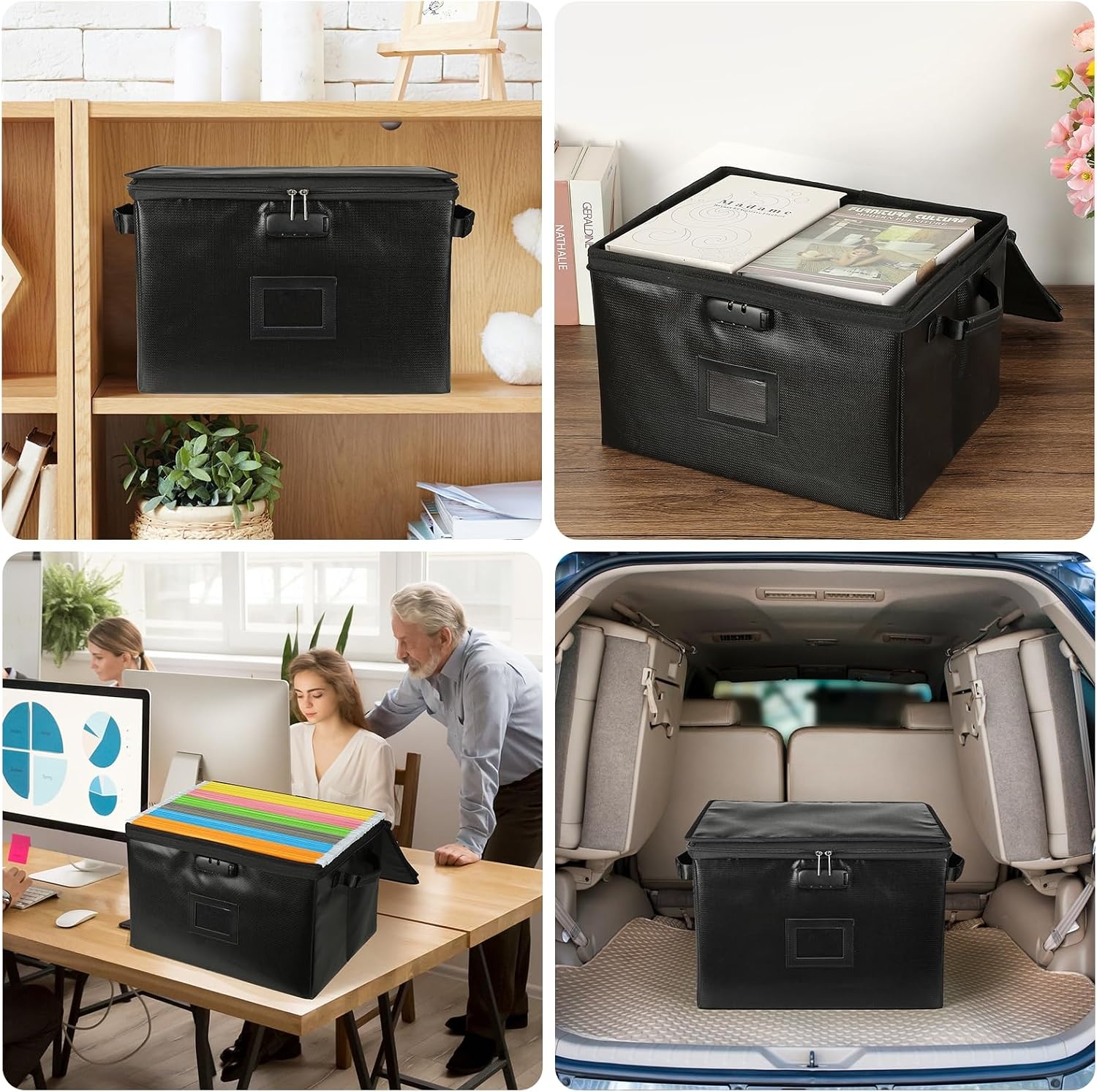 image:imageKTRIO Fireproof Document Box with Lock File Organizer Box for Documents Organizer Portable File Box with Handle Collapsible amp Large Capacity Fireproof File Cabinet Storage Locked Box for Documents