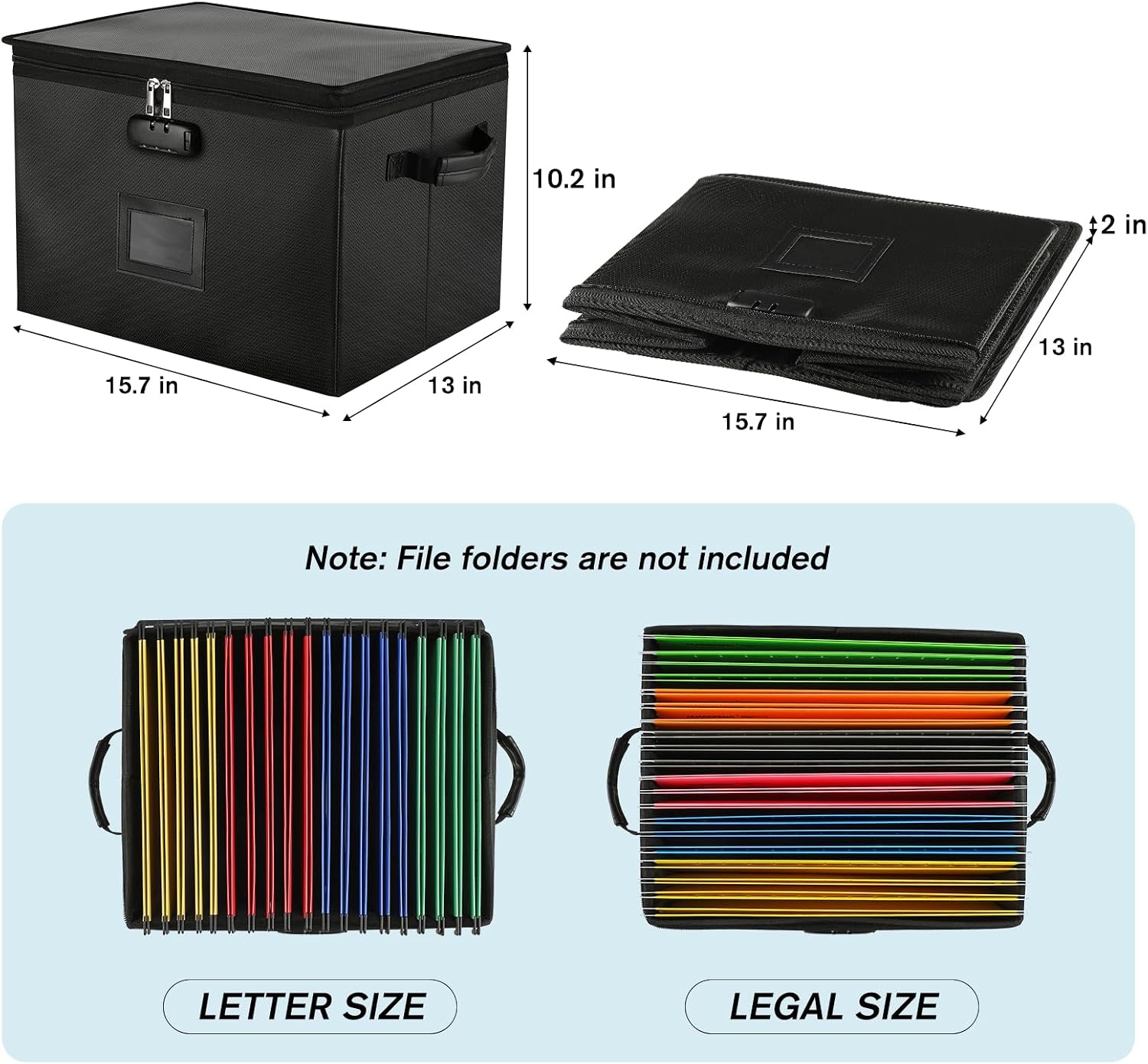 image:imageKTRIO Fireproof Document Box with Lock File Organizer Box for Documents Organizer Portable File Box with Handle Collapsible amp Large Capacity Fireproof File Cabinet Storage Locked Box for Documents