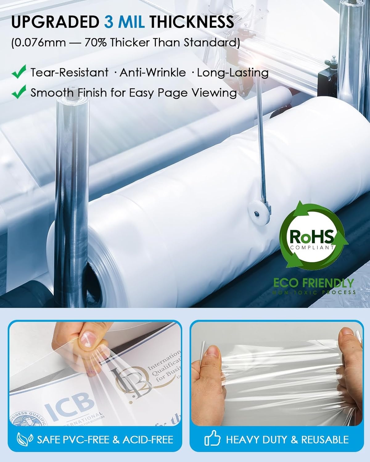 image:imageKTRIO Heavy Duty Sheet Protectors for 3 Ring Binder 30 Pack 85 x 11 Extra Thick Clear Page Protectors AcidFree Letter Size Plastic Paper Sleeves Top Loading for Office School Home30