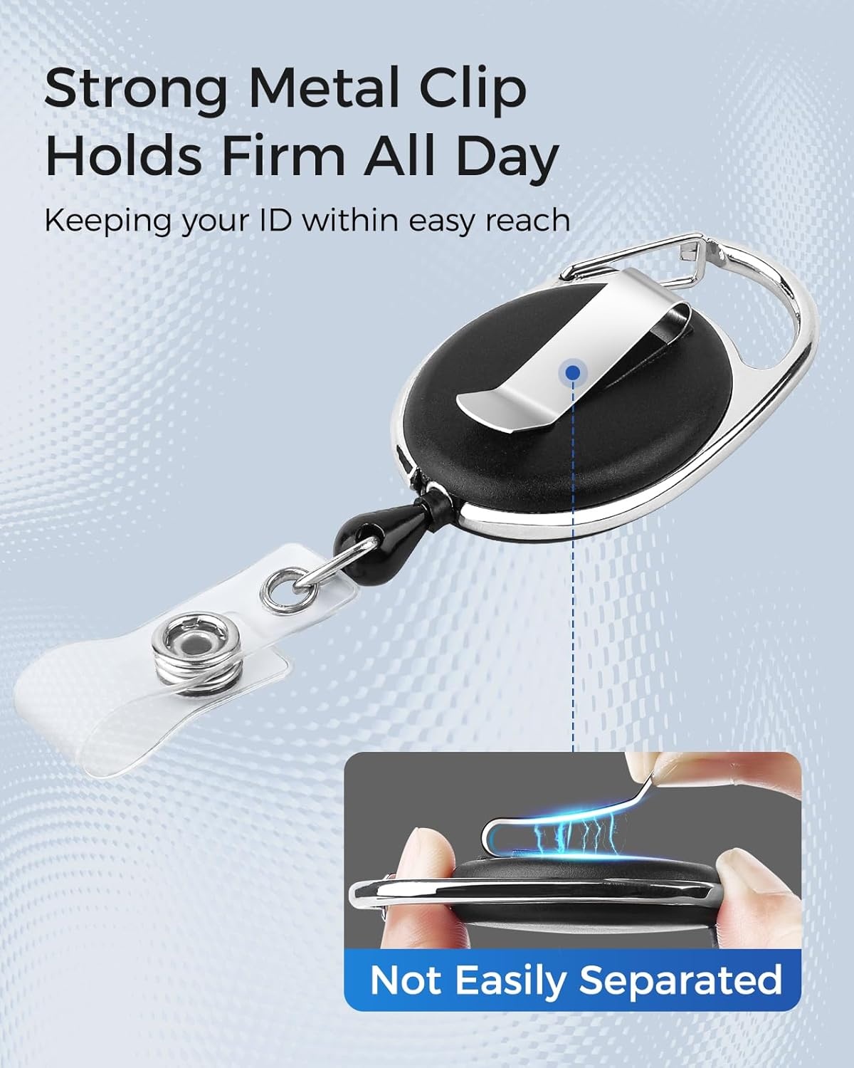 image:imageKTRIO ID Badge Holder with Retractable Reel Horizontal 2 Pack Fits 37x34 Cards Clear Horizontal Holder 24 Retractable Badge Reel Metal Clip amp Key Ring 2Pack Set2 Pcs Vertical