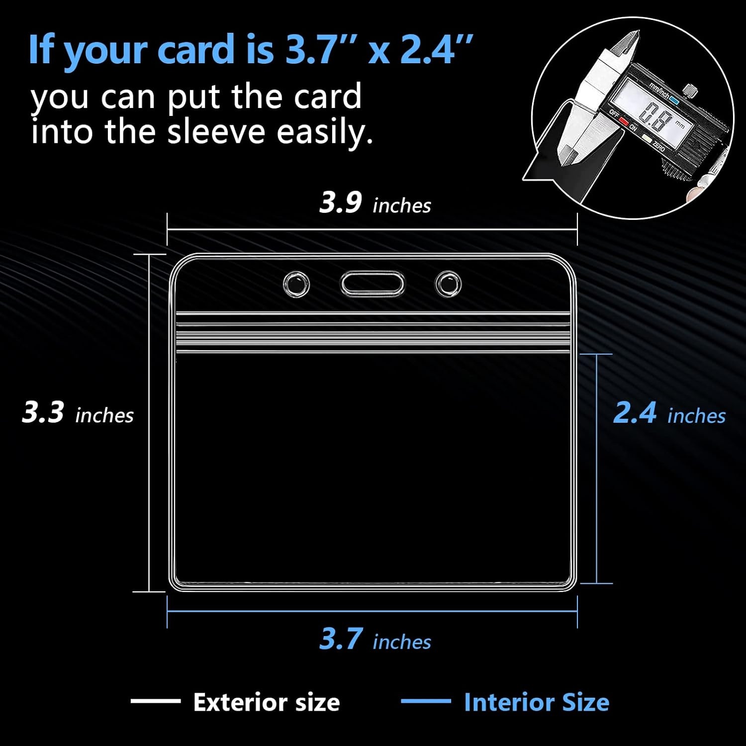 image:imageKTRIO ID Badge Holder with Retractable Reel Horizontal 2 Pack Fits 37x34 Cards Clear Horizontal Holder 24 Retractable Badge Reel Metal Clip amp Key Ring 2Pack Set2 Pcs Horizontal