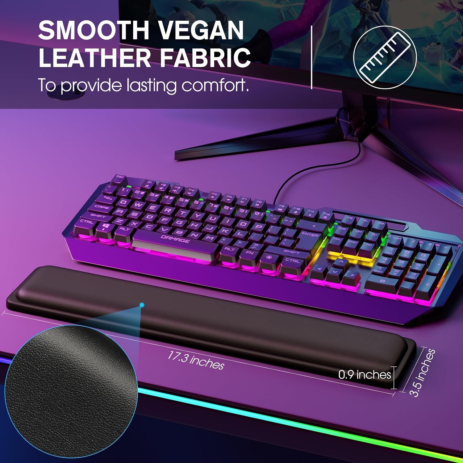 image:imageKTRIO Keyboard Wrist Rest Slow Rebound Memory Foam Wrist Rest for Mouse Water Resistant for Laptop Office amp Home