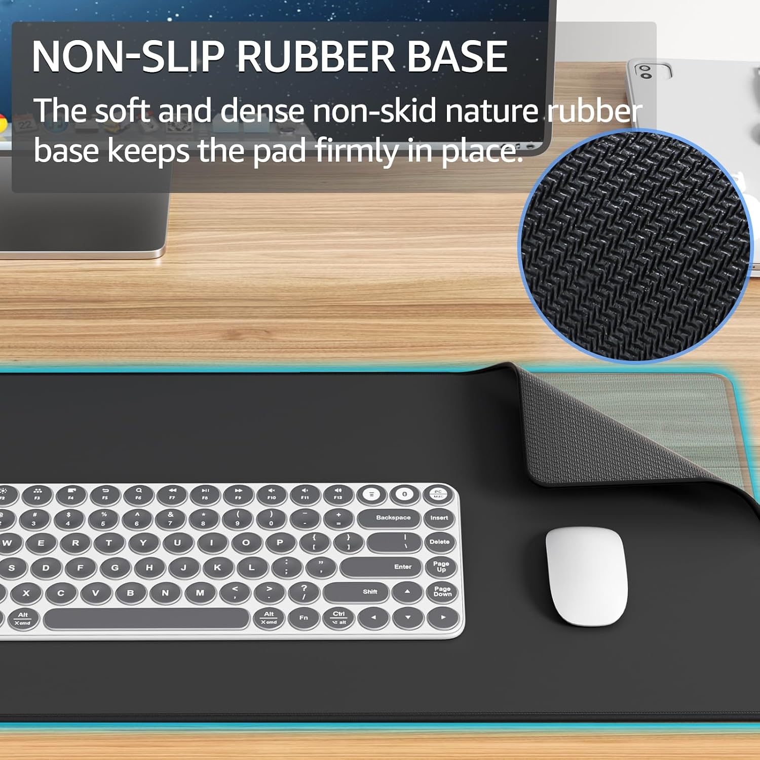 image:imageKTRIO Large Gaming Mouse Pad Desk Mat for Gamer 315 x 157 Black XXL Extended Size Design Superior MicroWeave Cloth NonSlip Rubber Base Durable Stitched Edges WaterResistant CoatingBlack Stealth