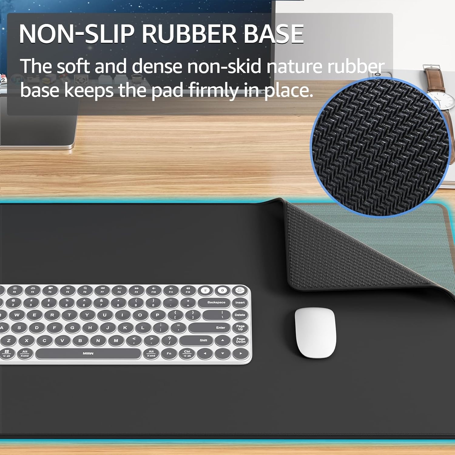 image:imageKTRIO Large Gaming Mouse Pad Desk Mat for Gamer 315 x 157 Black XXL Extended Size Design Superior MicroWeave Cloth NonSlip Rubber Base Durable Stitched Edges WaterResistant CoatingBlack Stealth
