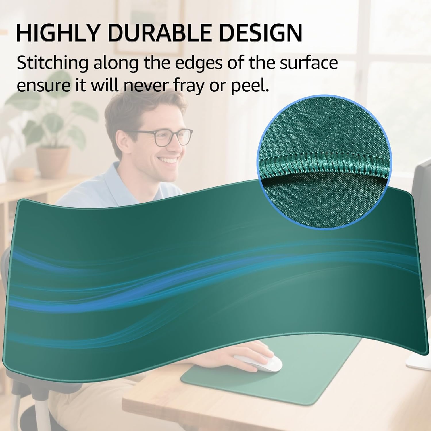 image:imageKTRIO Large Gaming Mouse Pad Desk Mat for Gamer 315 x 157 Black XXL Extended Size Design Superior MicroWeave Cloth NonSlip Rubber Base Durable Stitched Edges WaterResistant CoatingForest Green