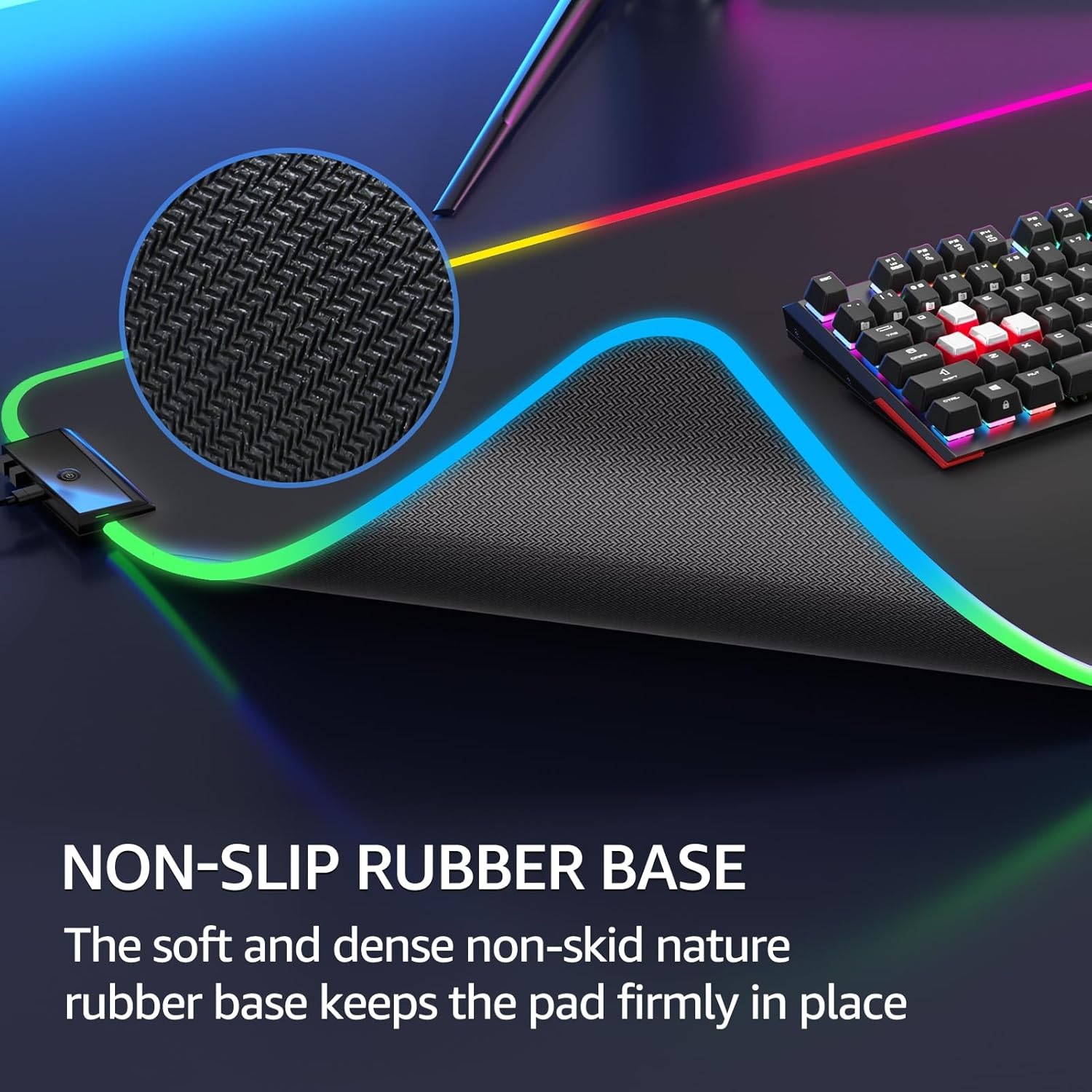 image:imageKTRIO Large Gaming Mouse Pad Desk Mat for Gamer 315 x 157 Black XXL Extended Size Design Superior MicroWeave Cloth NonSlip Rubber Base Durable Stitched Edges WaterResistant CoatingRGB Black