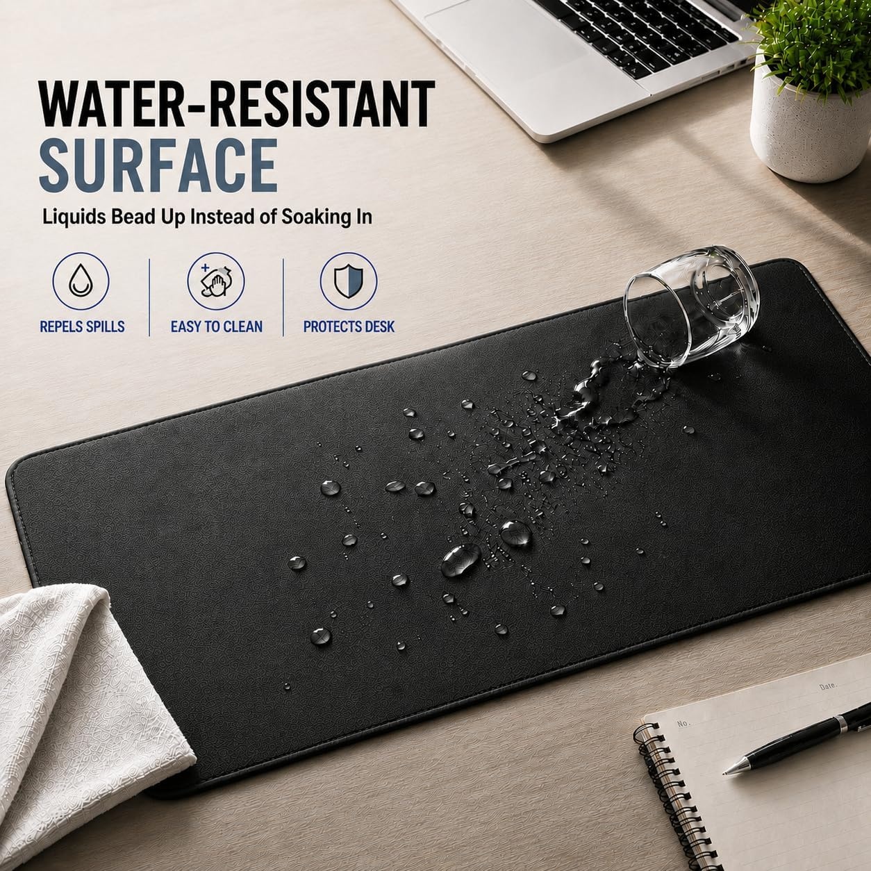 image:imageKTRIO Large Gaming Mouse Pad Desk Mat for Gamer 315 x 157 Black XXL Extended Size Design Superior MicroWeave Cloth NonSlip Rubber Base Durable Stitched Edges WaterResistant CoatingBlack Stealth