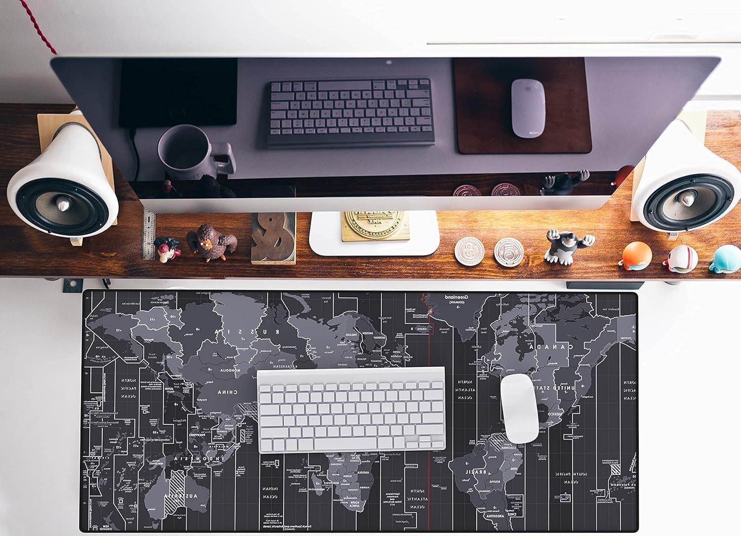 image:imageKTRIO Large Gaming Mouse Pad Desk Mat for Gamer 315 x 157 Black XXL Extended Size Design Superior MicroWeave Cloth NonSlip Rubber Base Durable Stitched Edges WaterResistant CoatingWorld Map