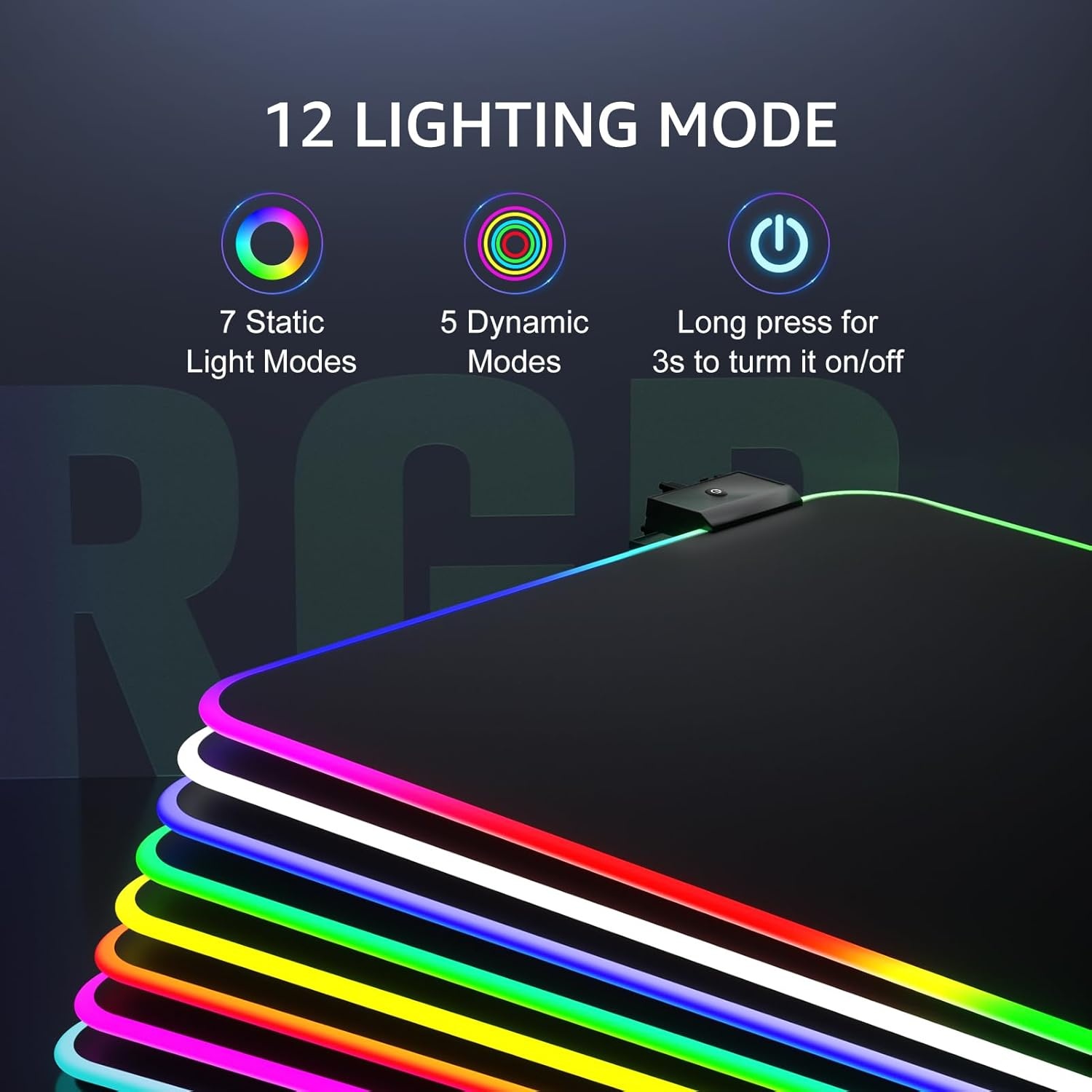 image:imageKTRIO Large Gaming Mouse Pad Desk Mat for Gamer 315 x 157 Black XXL Extended Size Design Superior MicroWeave Cloth NonSlip Rubber Base Durable Stitched Edges WaterResistant CoatingRGB Black