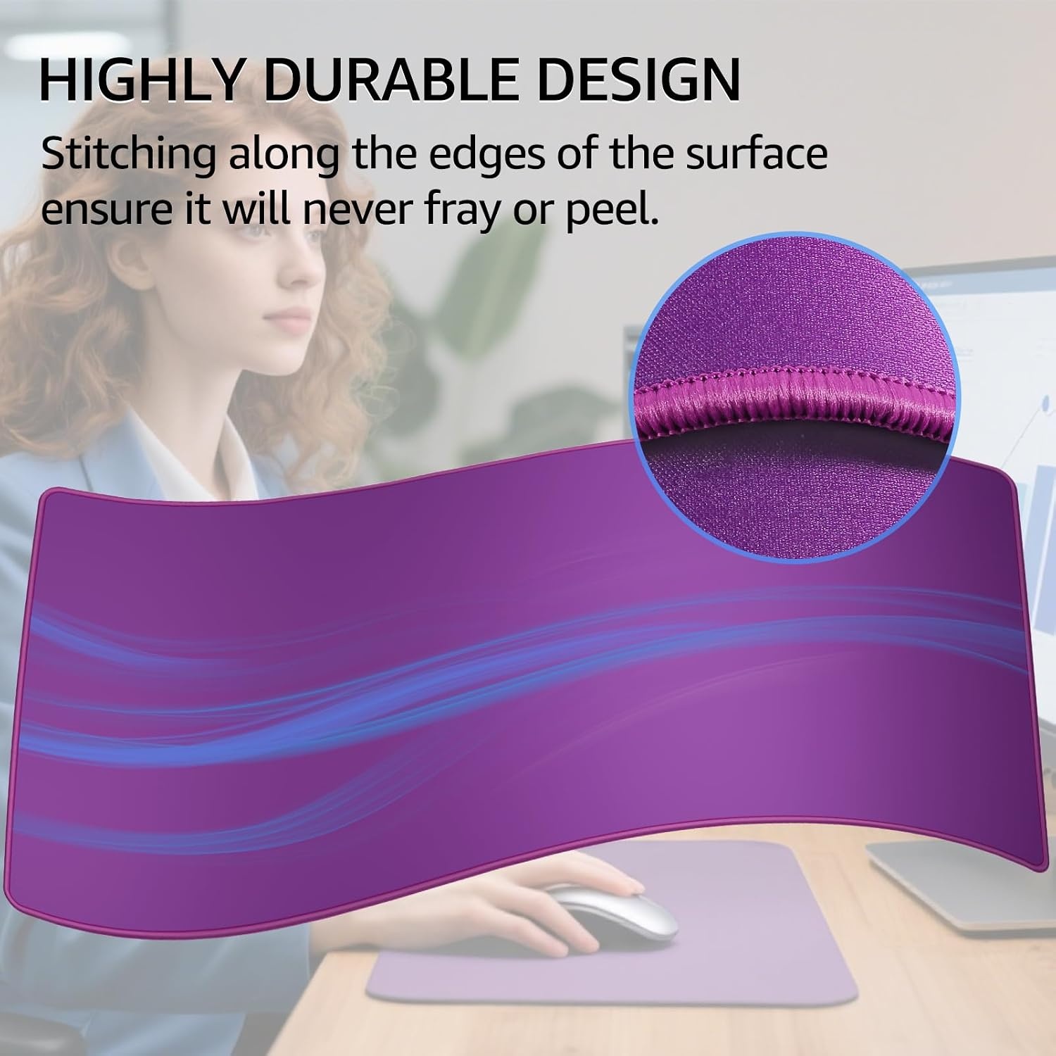 image:imageKTRIO Large Gaming Mouse Pad Desk Mat for Gamer 315 x 157 Black XXL Extended Size Design Superior MicroWeave Cloth NonSlip Rubber Base Durable Stitched Edges WaterResistant CoatingViolet Purple