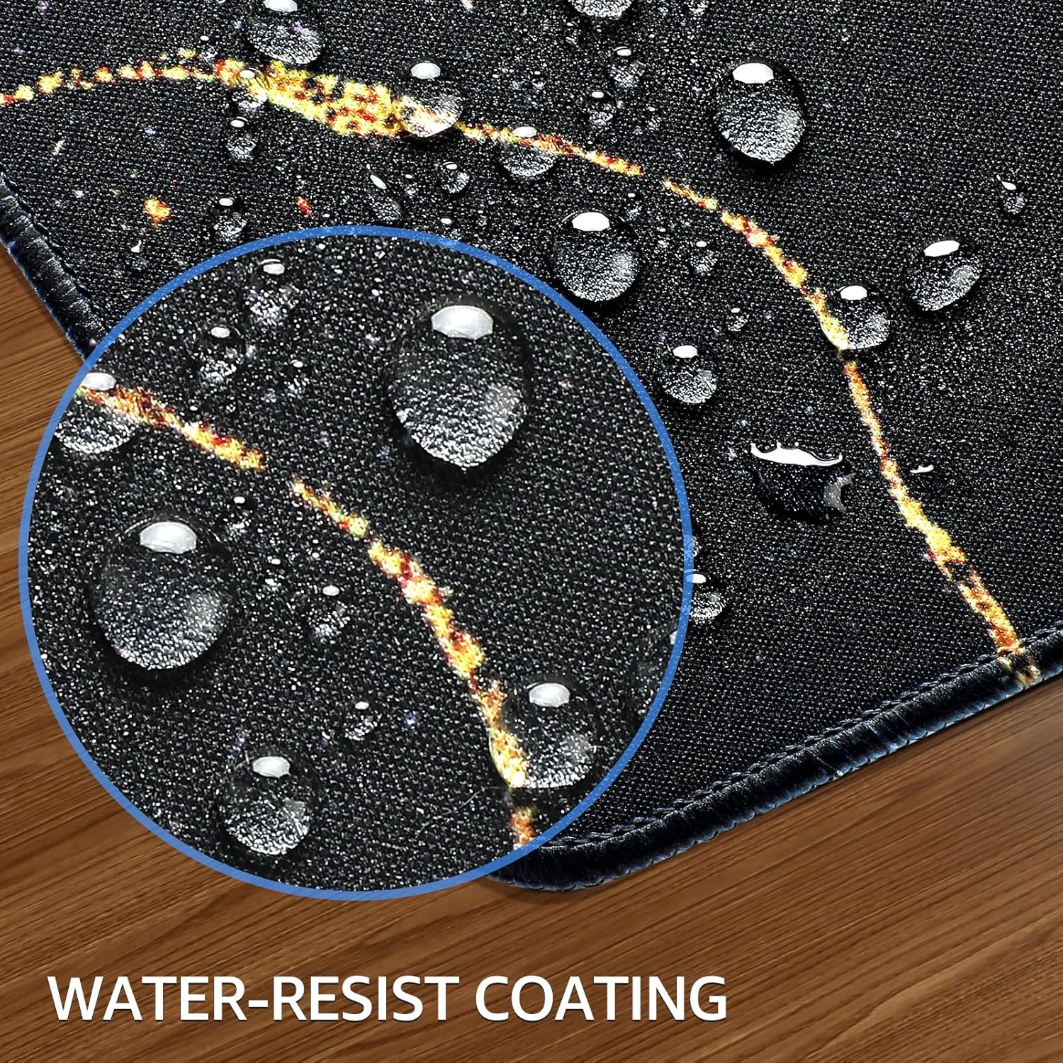 image:imageKTRIO Large Gaming Mouse Pad Desk Mat for Gamer 315 x 157 Black XXL Extended Size Design Superior MicroWeave Cloth NonSlip Rubber Base Durable Stitched Edges WaterResistant CoatingBlack Gold
