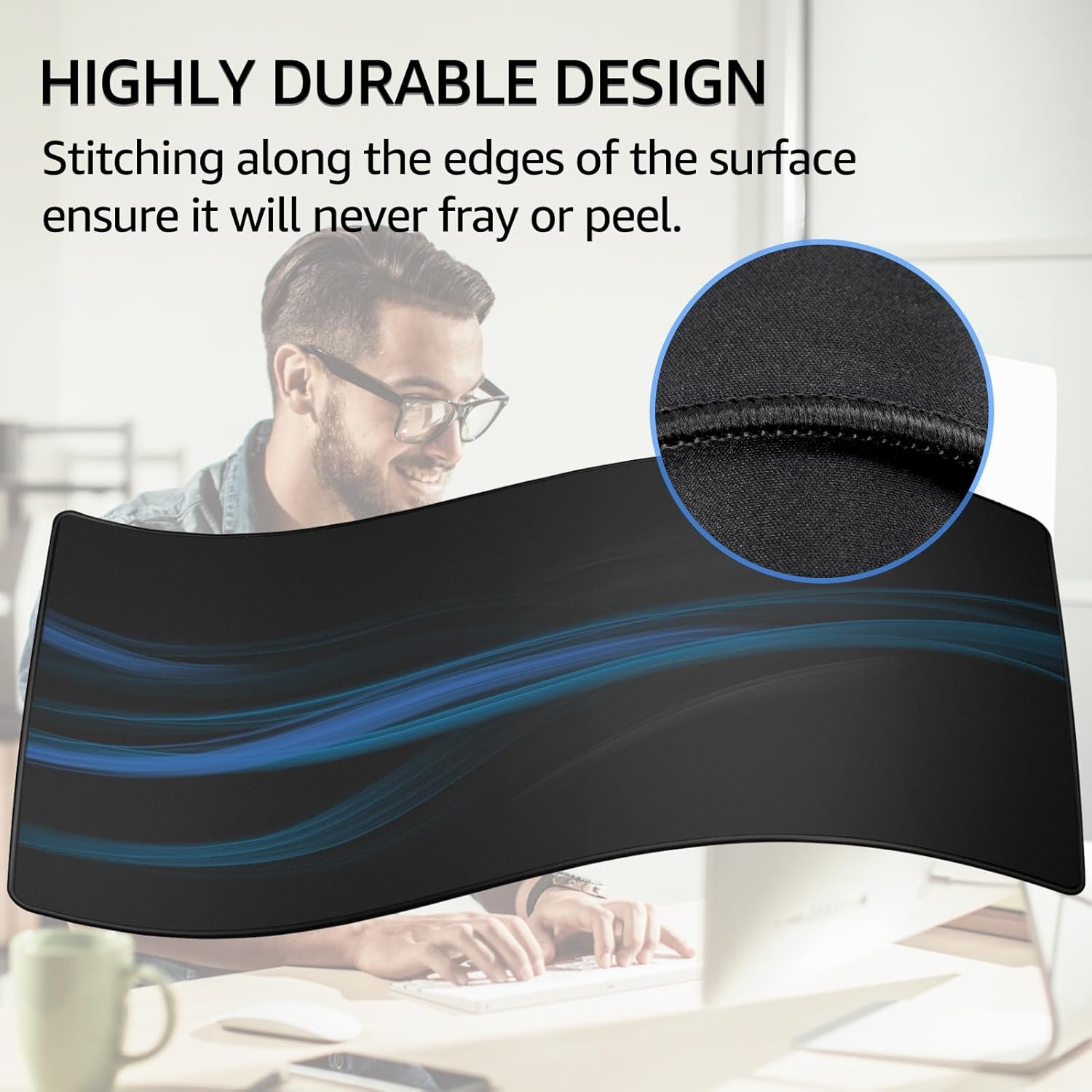 image:imageKTRIO Large Gaming Mouse Pad Desk Mat for Gamer 315 x 157 Black XXL Extended Size Design Superior MicroWeave Cloth NonSlip Rubber Base Durable Stitched Edges WaterResistant CoatingBlack Stealth
