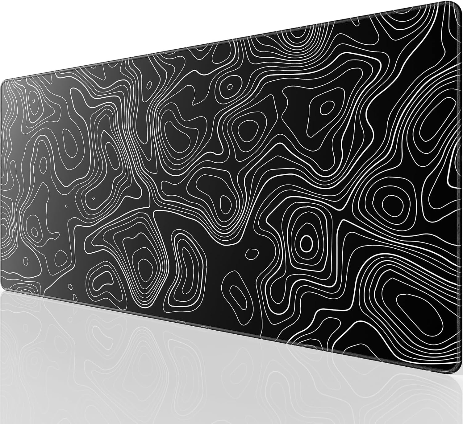 image:imageKTRIO Large Gaming Mouse Pad Desk Mat for Gamer 315 x 157 Black XXL Extended Size Design Superior MicroWeave Cloth NonSlip Rubber Base Durable Stitched Edges WaterResistant CoatingBlack Topographic