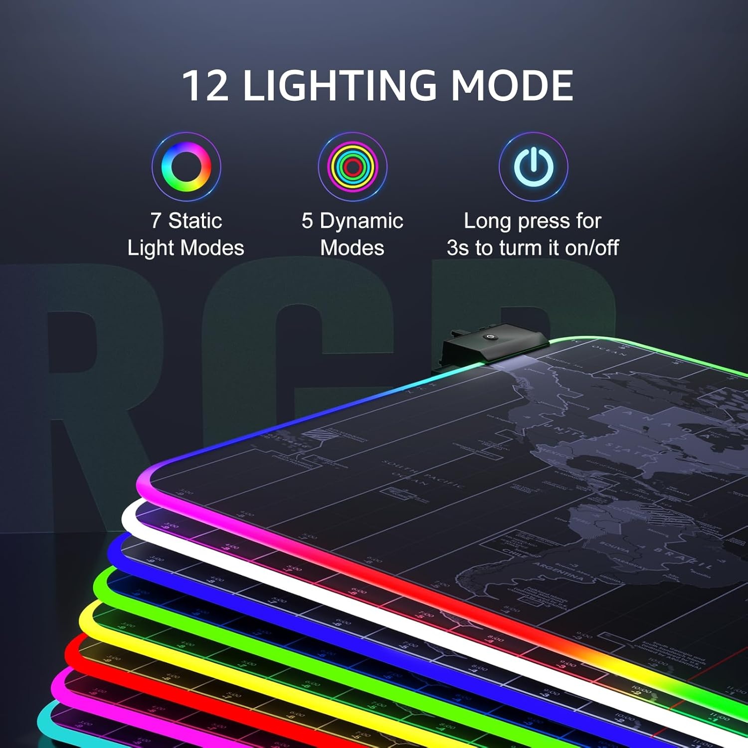 image:imageKTRIO Large Gaming Mouse Pad Desk Mat for Gamer 315 x 157 Black XXL Extended Size Design Superior MicroWeave Cloth NonSlip Rubber Base Durable Stitched Edges WaterResistant CoatingRGB Map