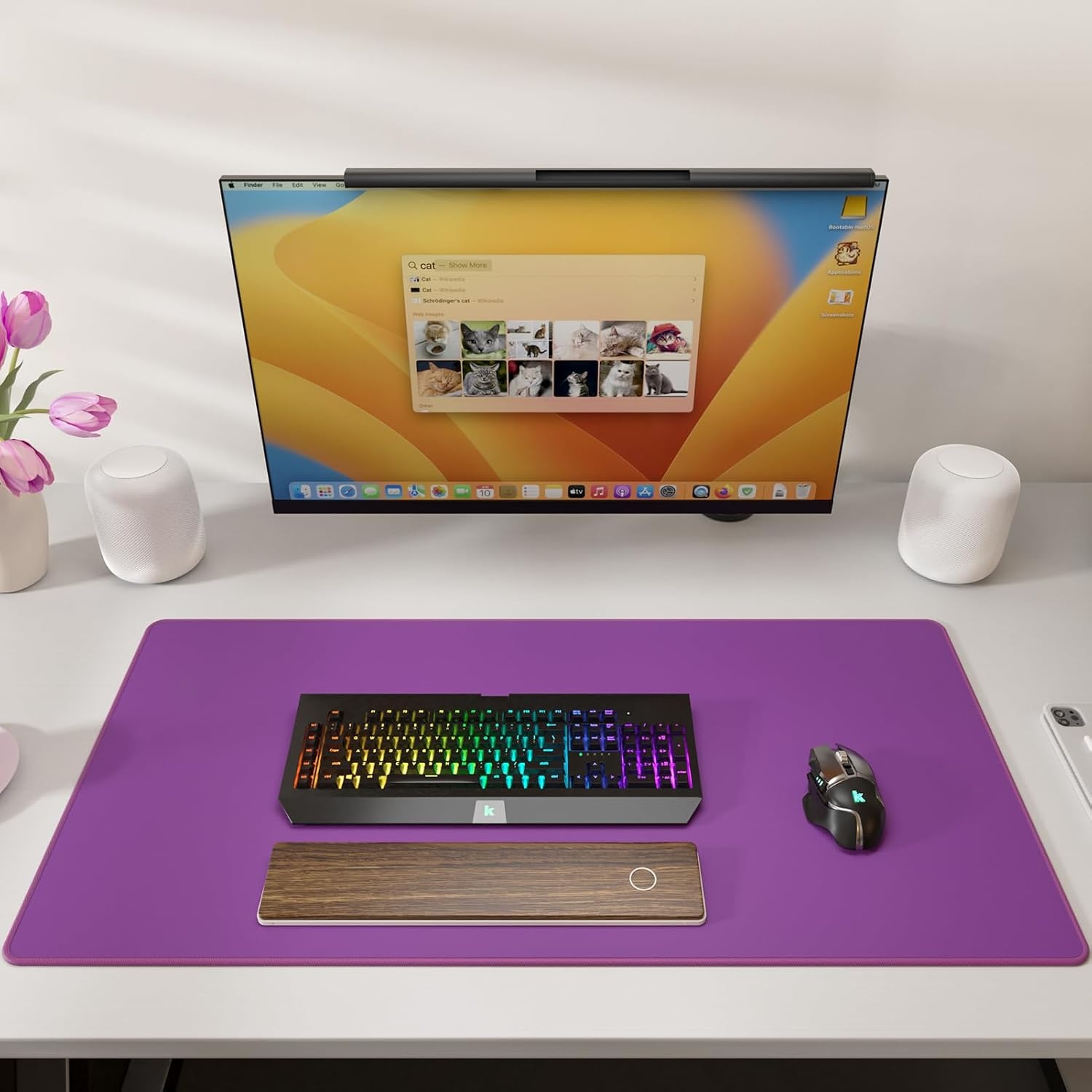 image:imageKTRIO Large Gaming Mouse Pad Desk Mat for Gamer 315 x 157 Black XXL Extended Size Design Superior MicroWeave Cloth NonSlip Rubber Base Durable Stitched Edges WaterResistant CoatingViolet Purple