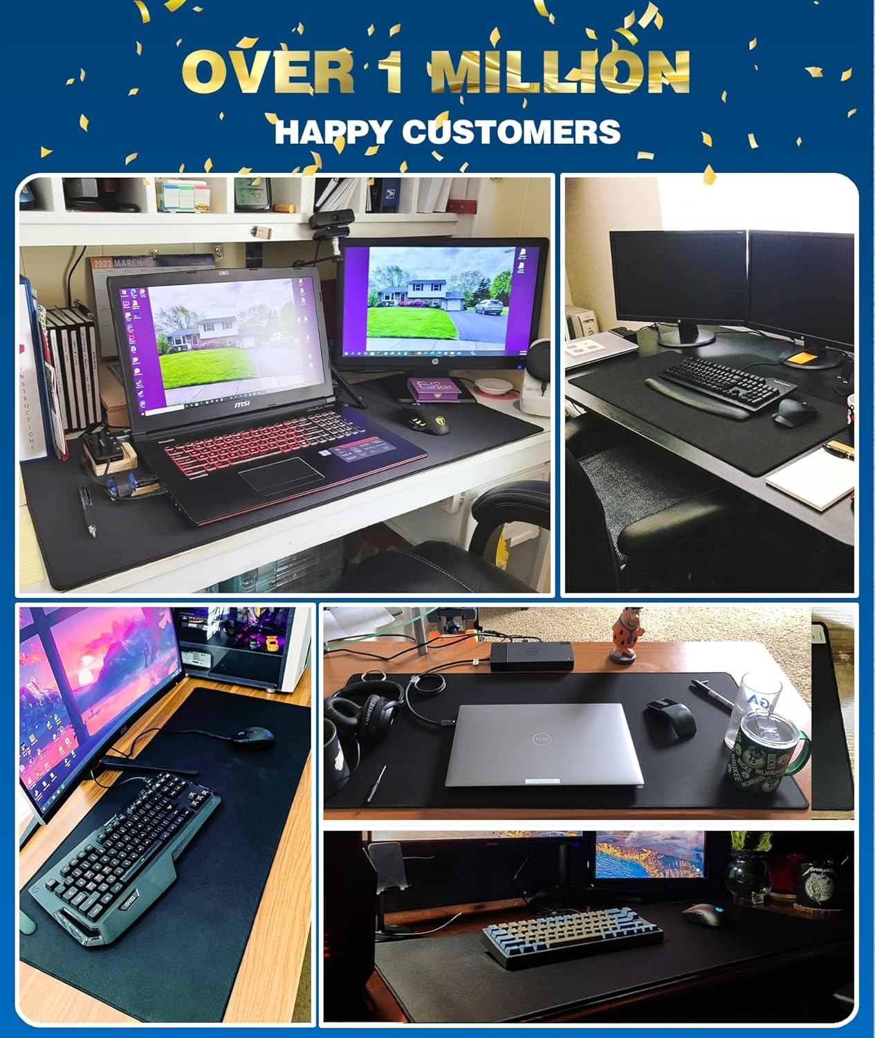 image:imageKTRIO Large Gaming Mouse Pad Desk Mat for Gamer 315 x 157 Black XXL Extended Size Design Superior MicroWeave Cloth NonSlip Rubber Base Durable Stitched Edges WaterResistant CoatingBlack Stealth