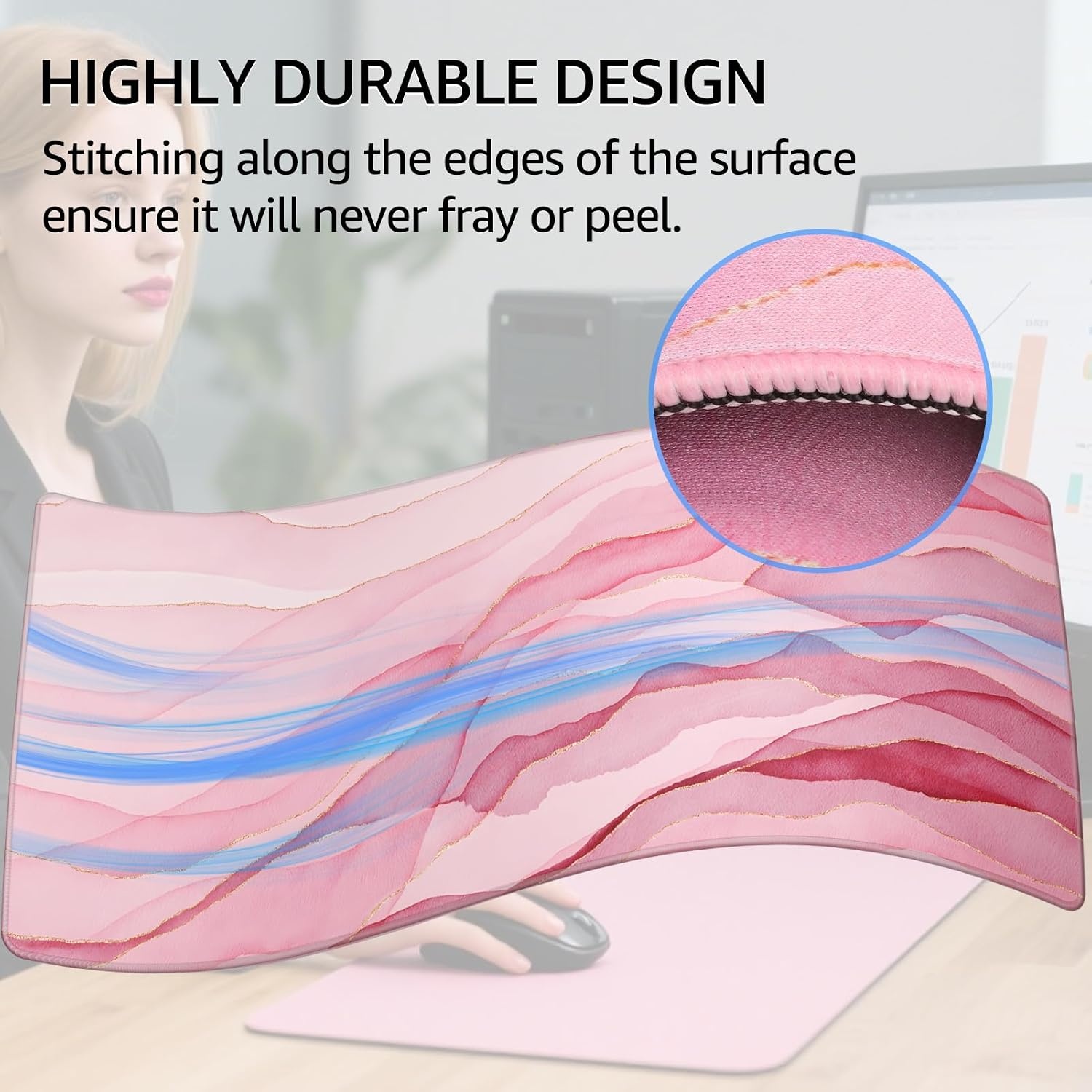 image:imageKTRIO Large Gaming Mouse Pad Desk Mat for Gamer 315 x 157 Black XXL Extended Size Design Superior MicroWeave Cloth NonSlip Rubber Base Durable Stitched Edges WaterResistant CoatingPink Glow