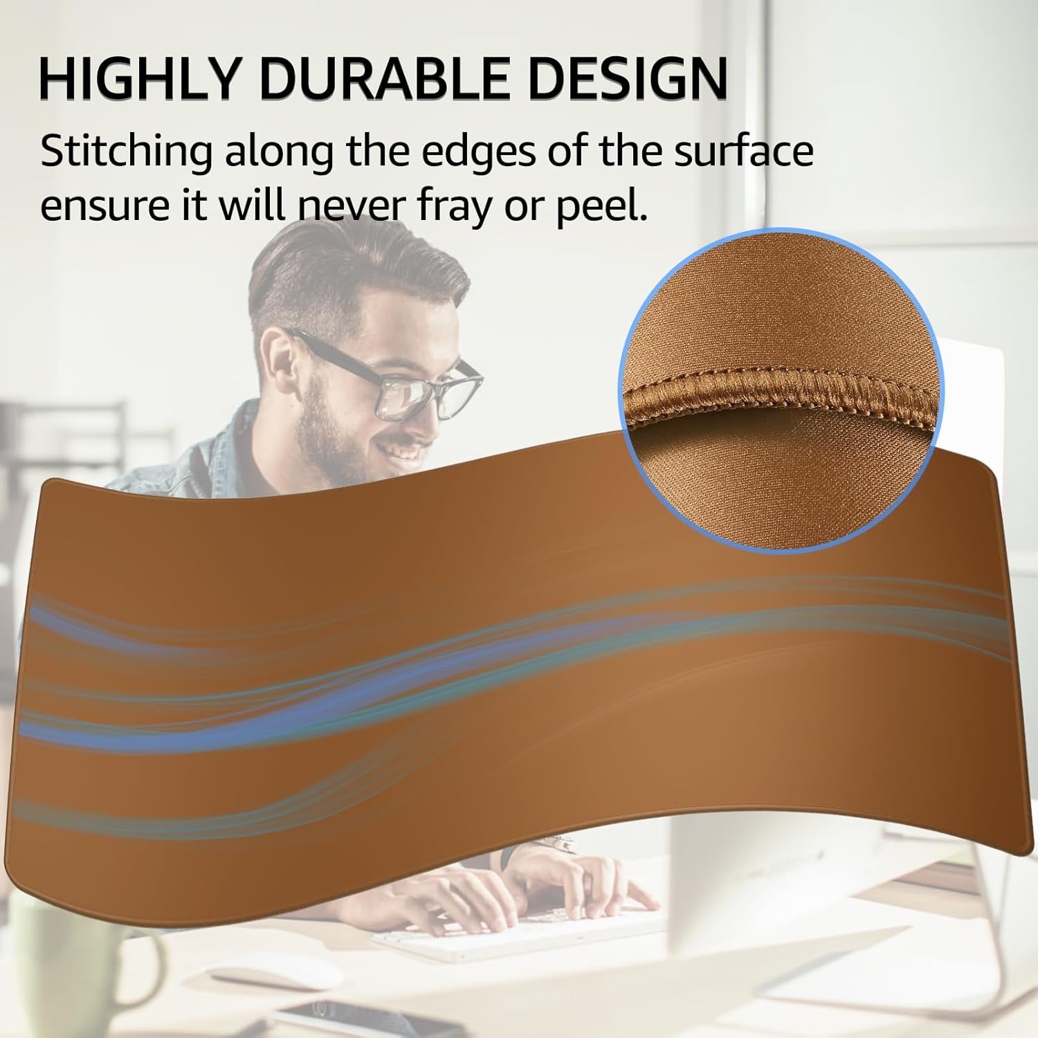 image:imageKTRIO Large Gaming Mouse Pad Desk Mat for Gamer 315 x 157 Black XXL Extended Size Design Superior MicroWeave Cloth NonSlip Rubber Base Durable Stitched Edges WaterResistant CoatingCoffee Brown