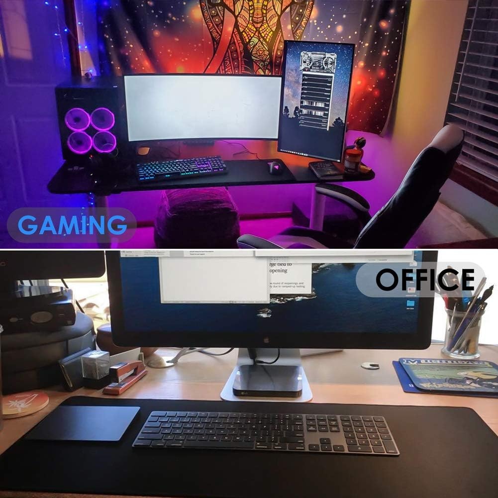 image:imageKTRIO Large Gaming Mouse Pad Desk Mat for Gamer 315 x 157 Black XXL Extended Size Design Superior MicroWeave Cloth NonSlip Rubber Base Durable Stitched Edges WaterResistant CoatingBlack Stealth